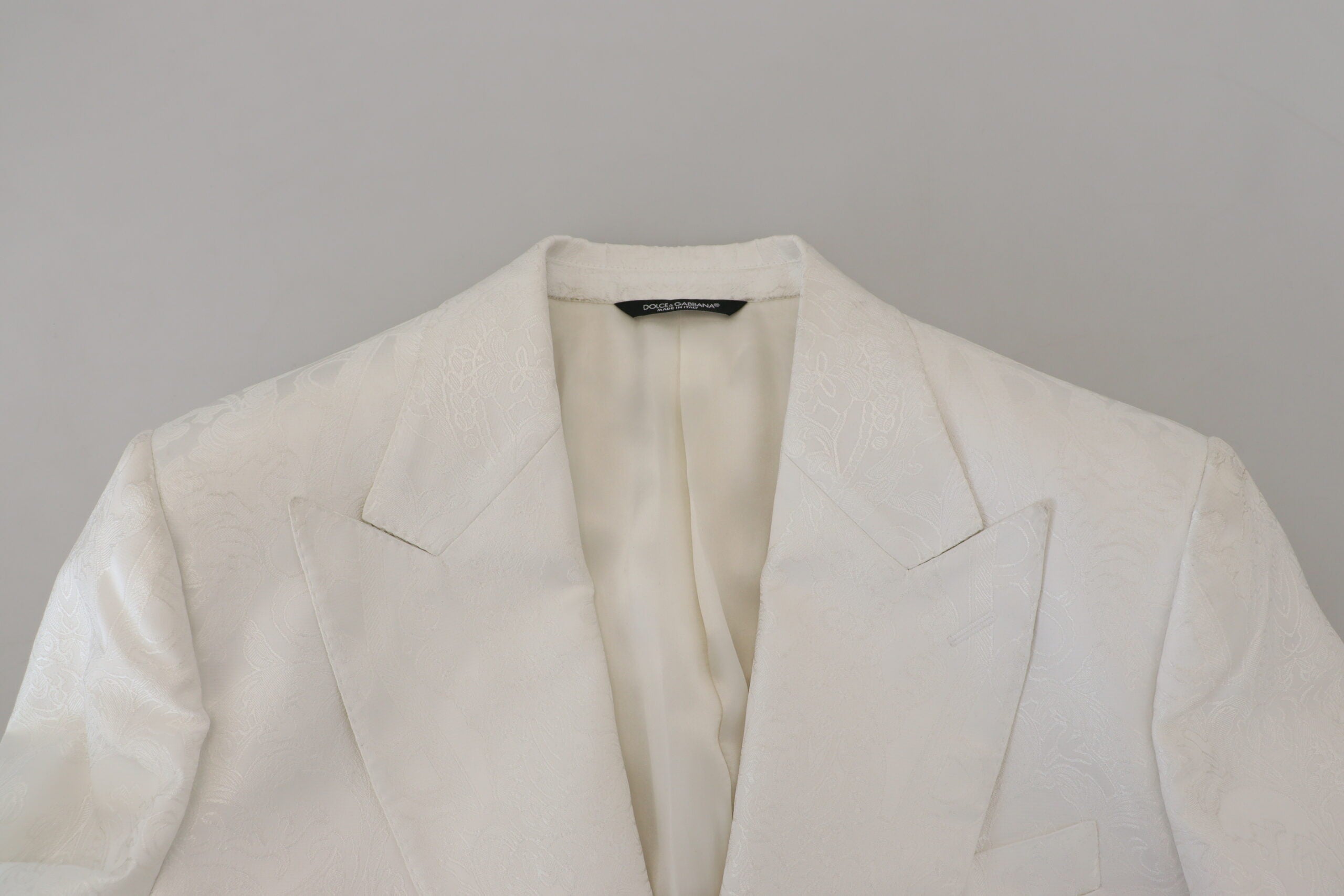 Witte bloemen brokaat trenchcoat jas