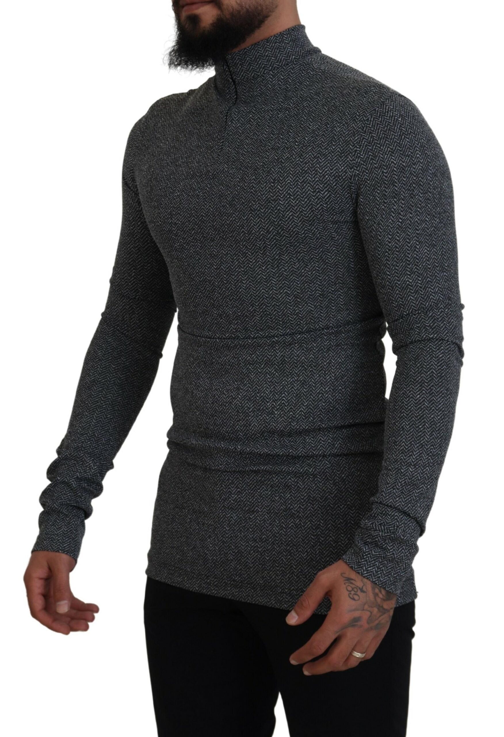 Donkergrijze nylon coltrui
