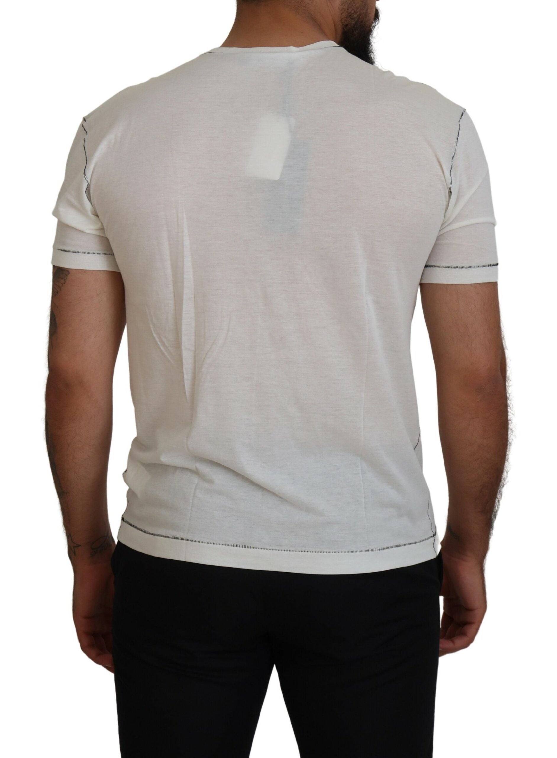 Wit bedrukt T-shirt met korte mouwen voor heren
