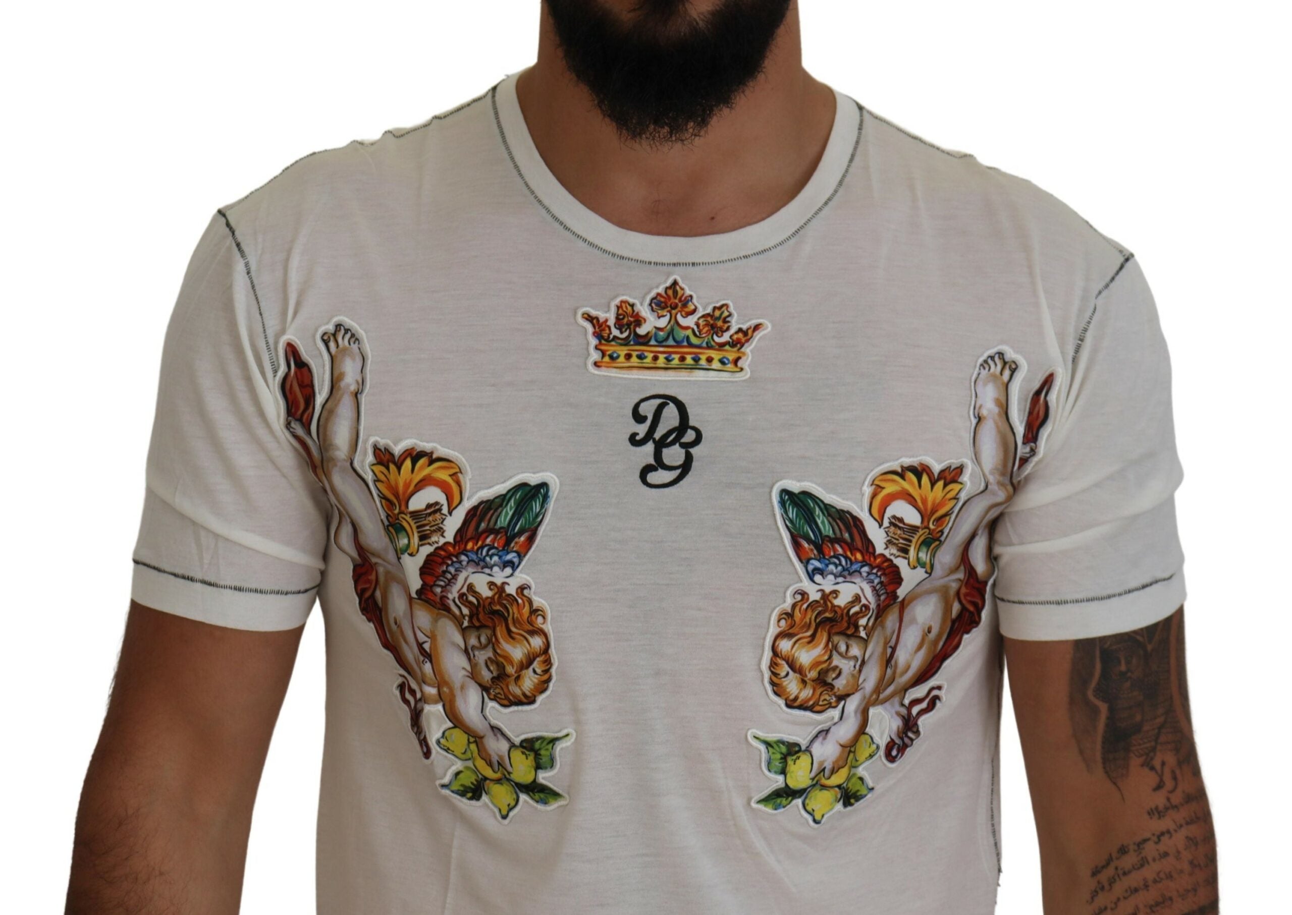 Wit bedrukt T-shirt met korte mouwen voor heren