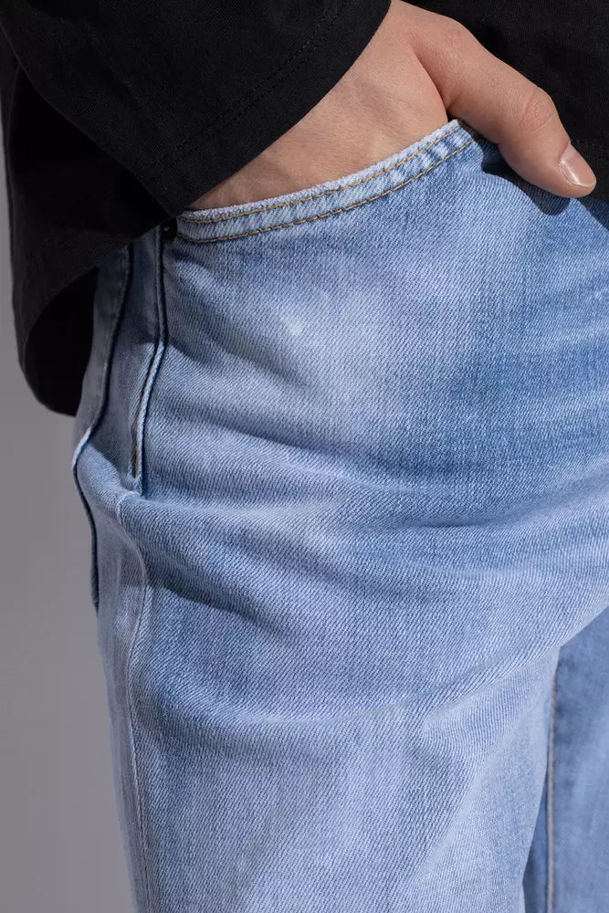 Blauwe katoenen herenjeans