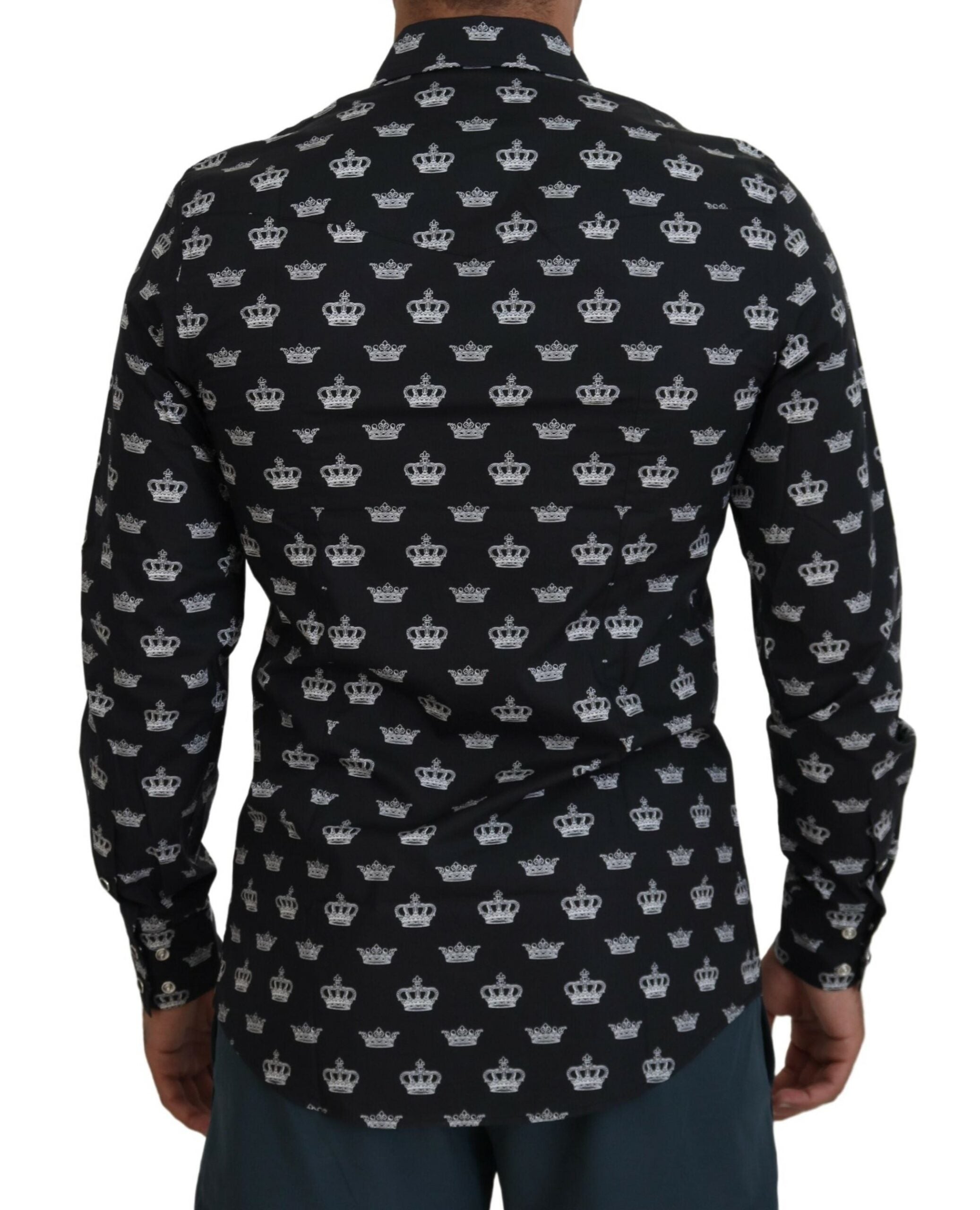 Zwarte kroonprint GOUD slim-fit overhemd