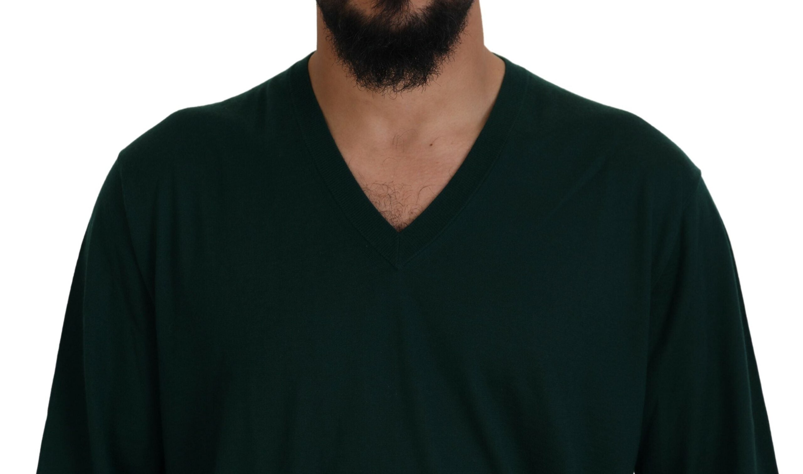 Groene kasjmier V-hals trui