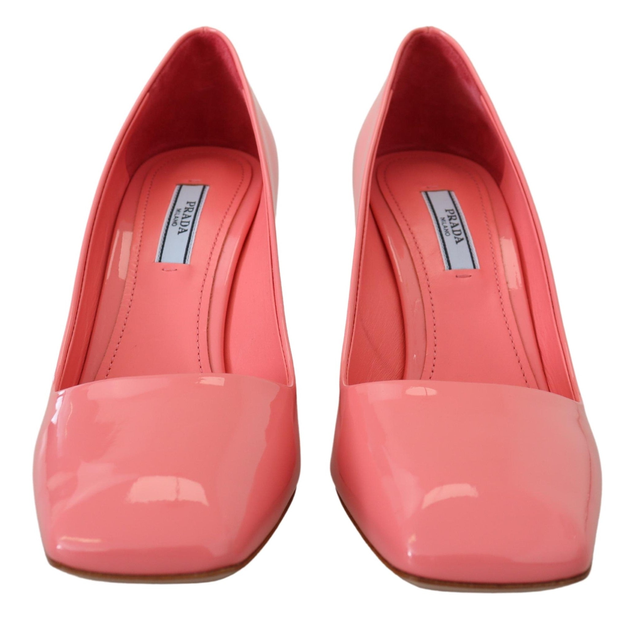 Roze lakleren blokhakken pumps klassiek