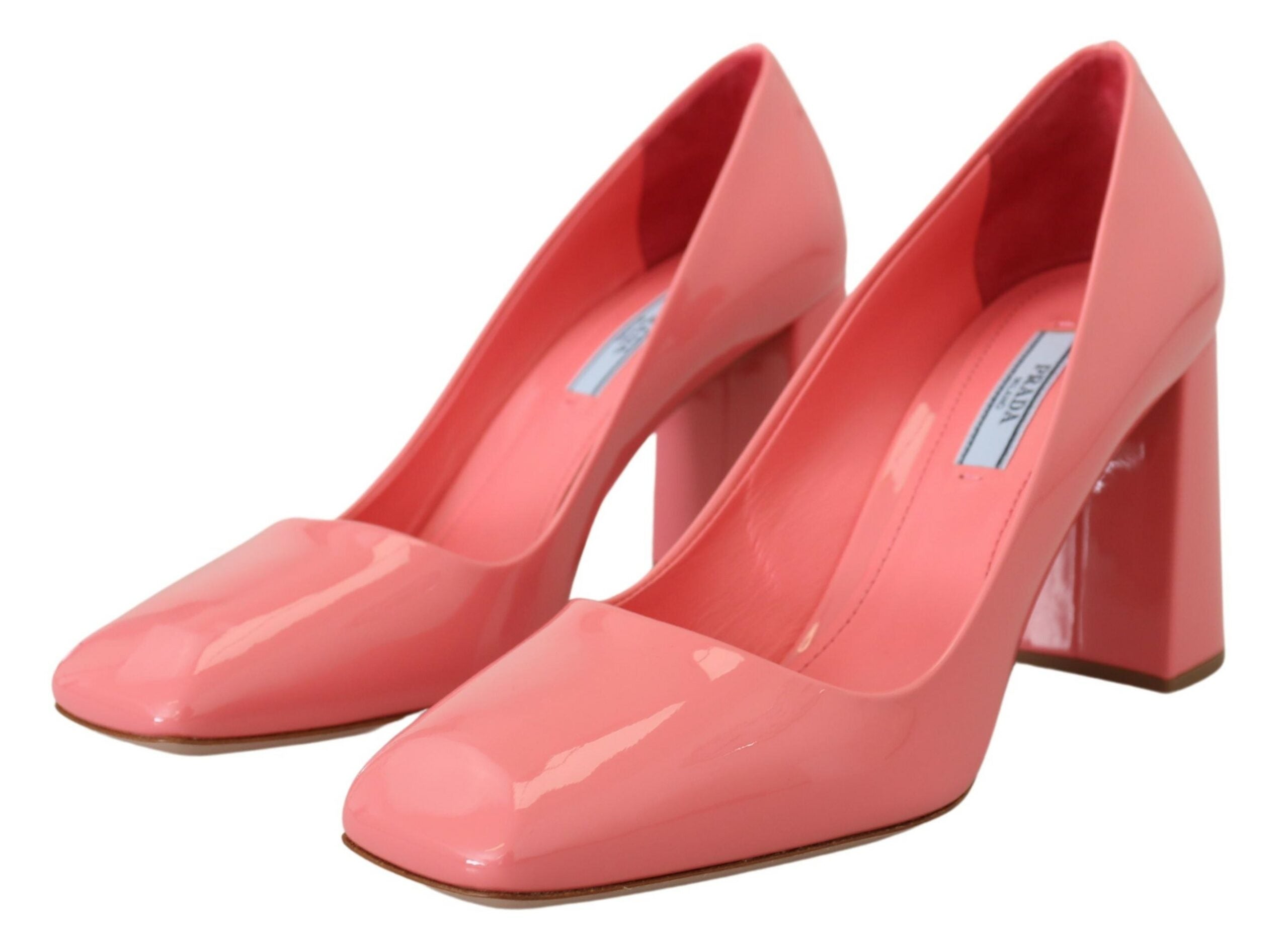 Roze lakleren blokhakken pumps klassiek