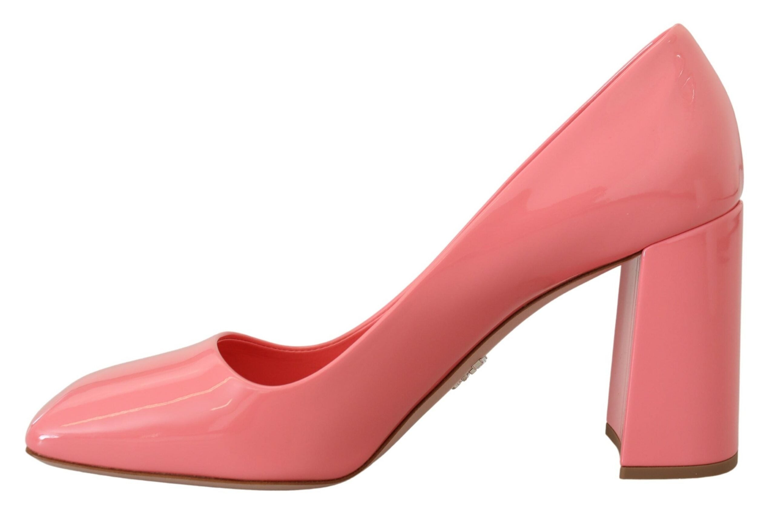 Roze lakleren blokhakken pumps klassiek