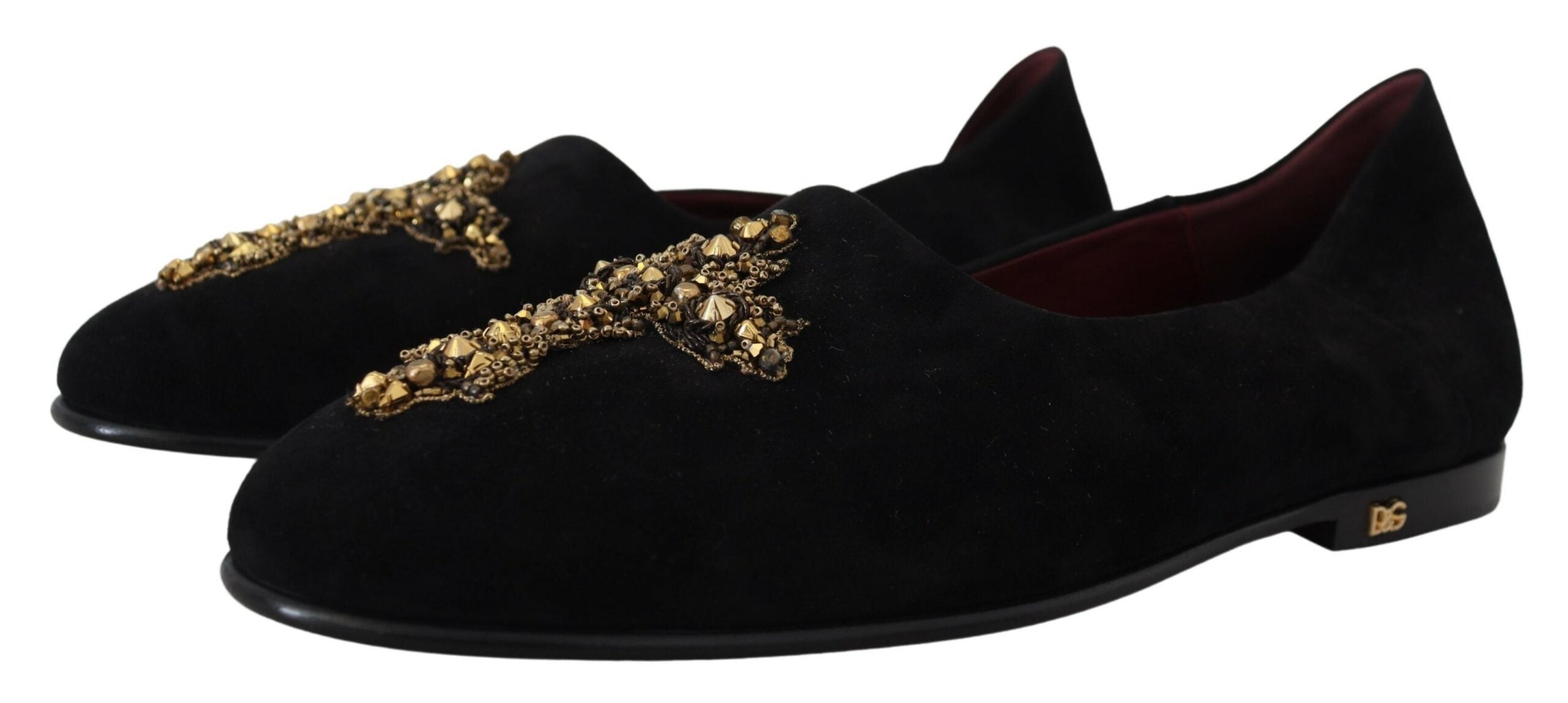 Zwarte suède gouden kruis instap loafers