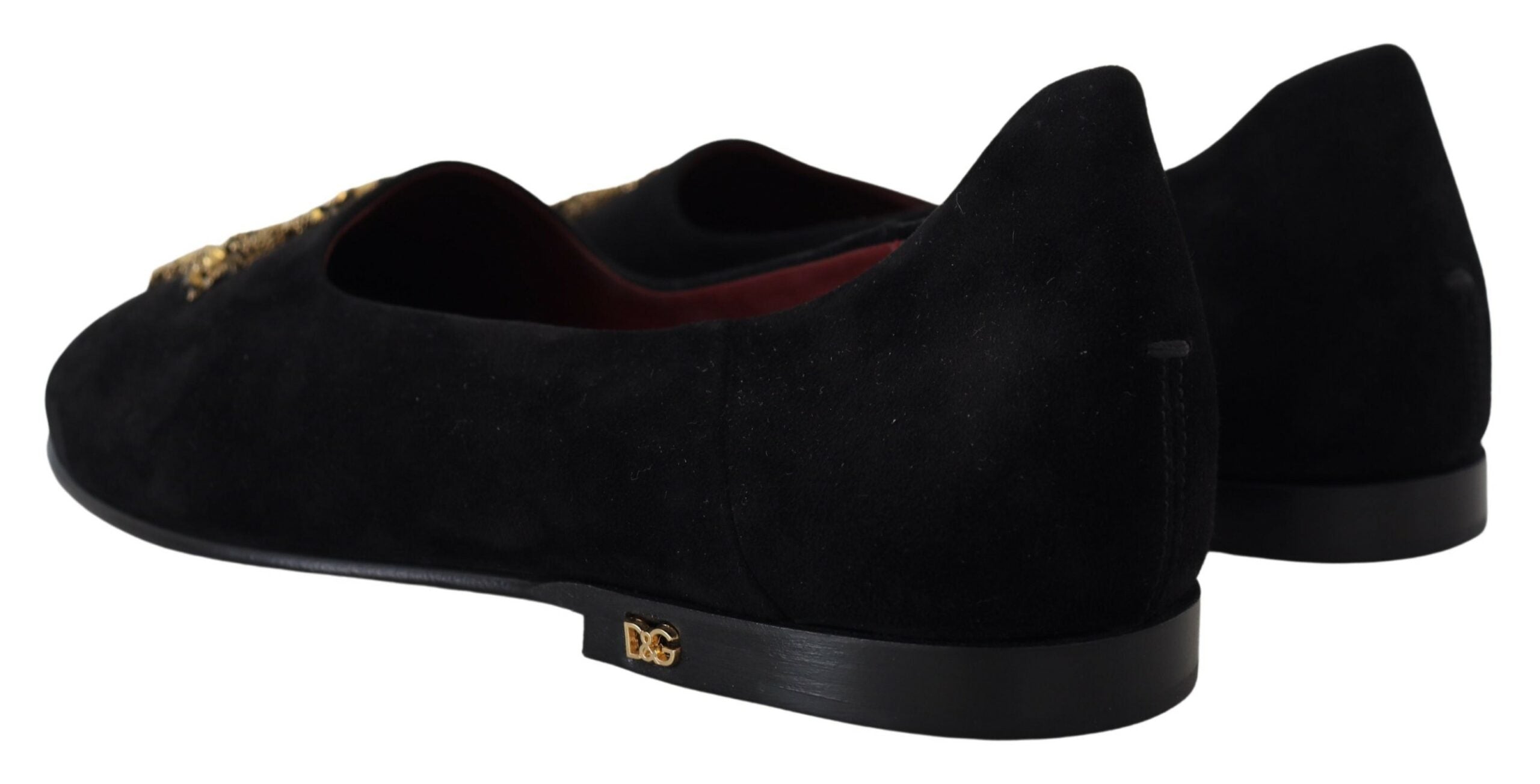 Zwarte suède gouden kruis instap loafers