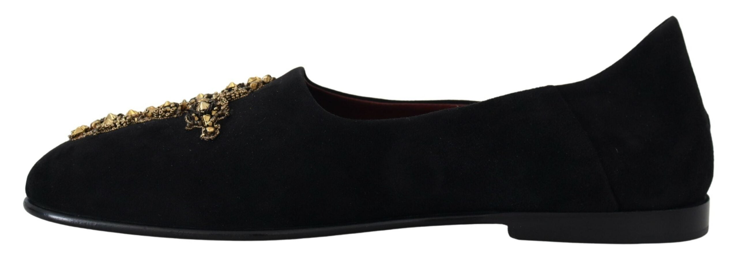 Zwarte suède gouden kruis instap loafers