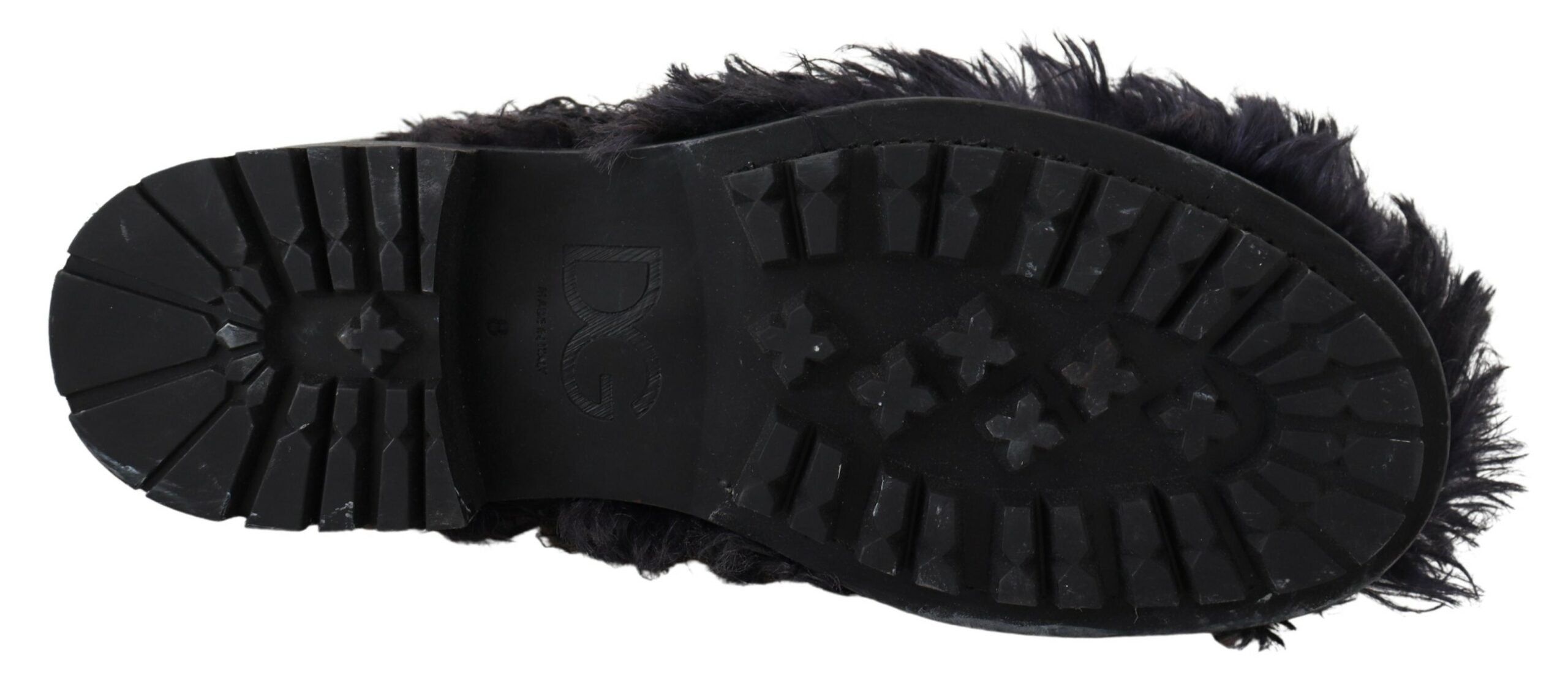 Zwarte leren Combat Shearling laarzen