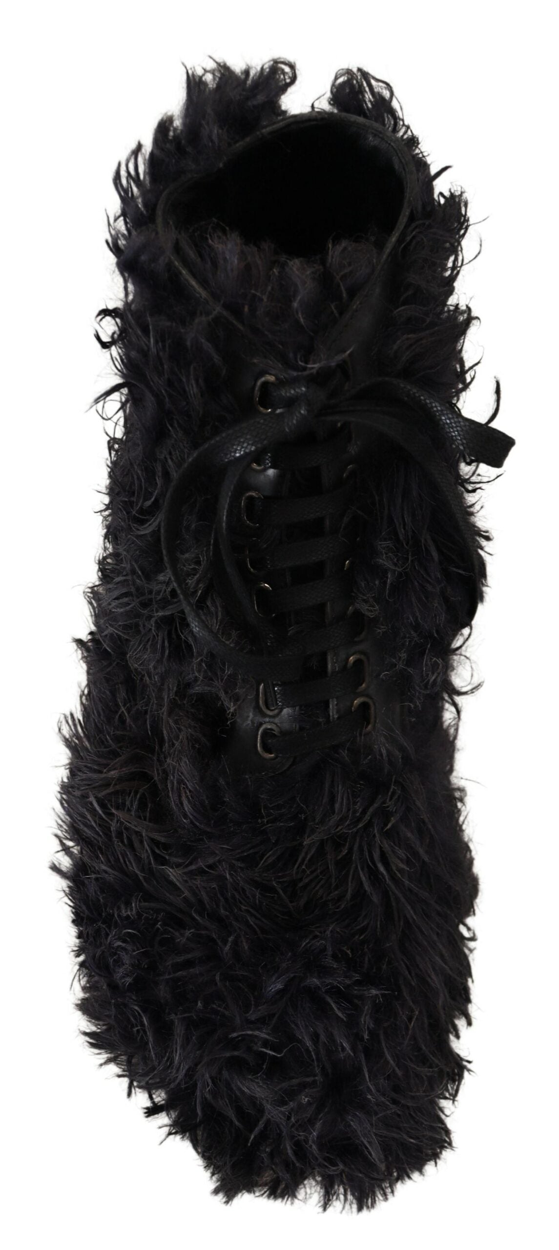 Zwarte leren Combat Shearling laarzen