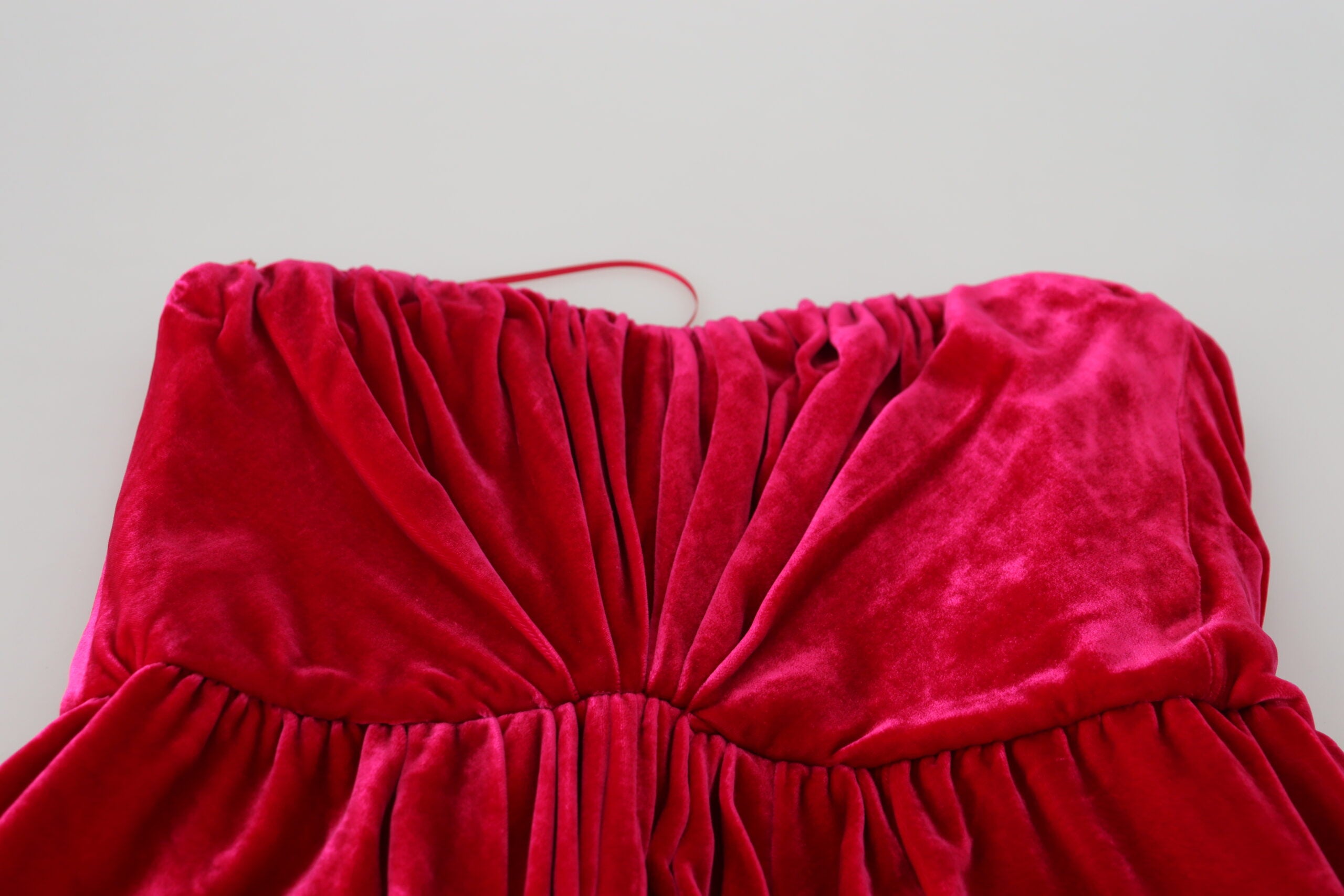 Roze viscose stretch strapless A-lijn jurk