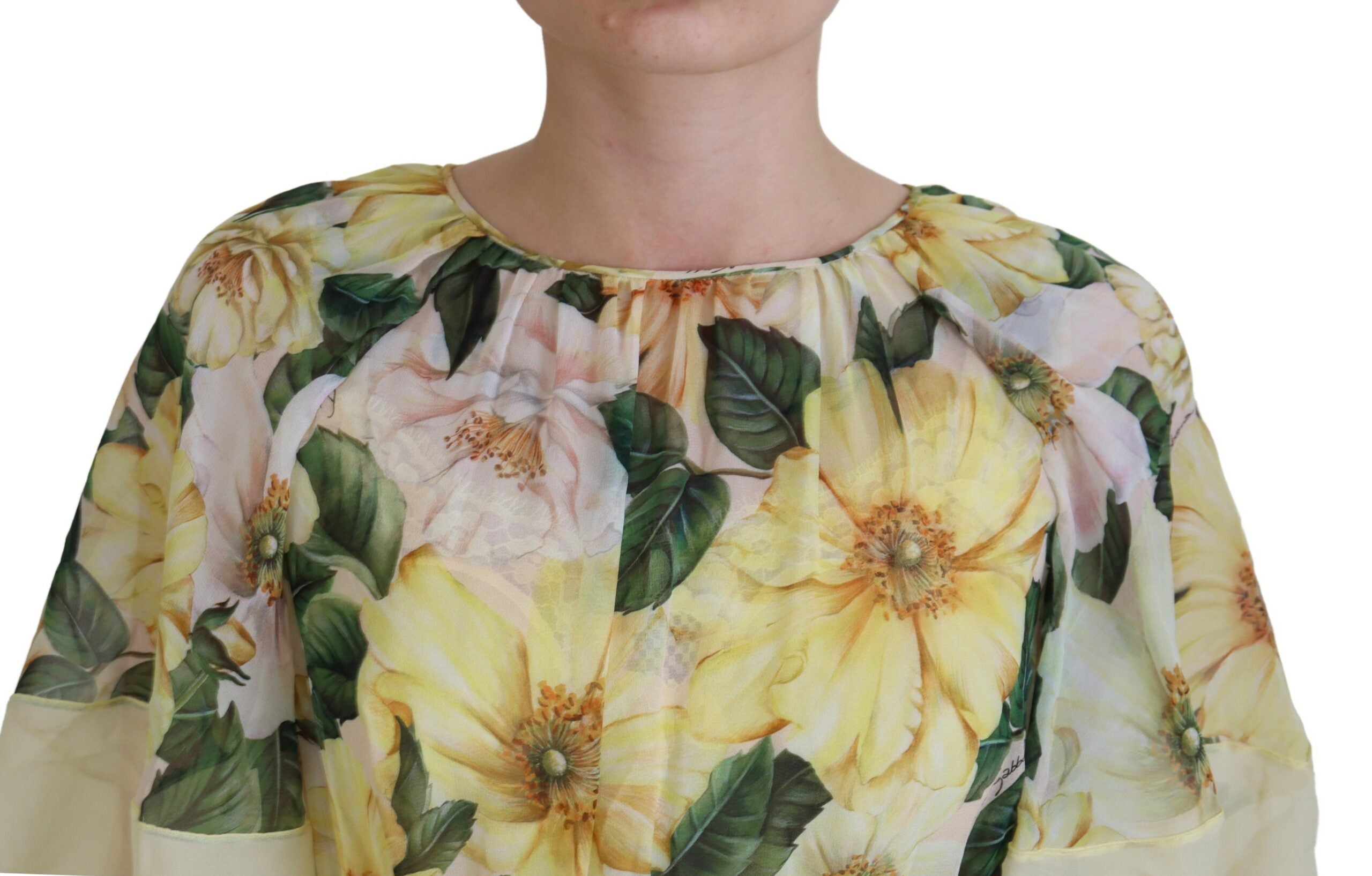 Multicolor zijden bloemenprint lange maxi-jurk