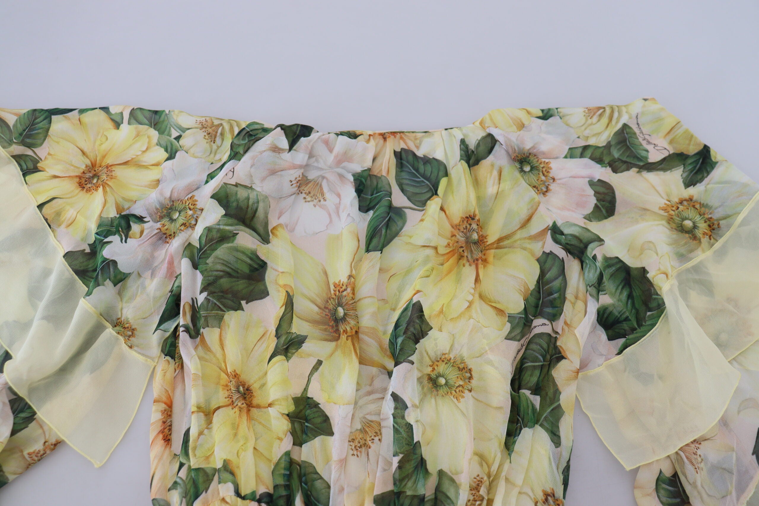 Multicolor zijden bloemenprint lange maxi-jurk
