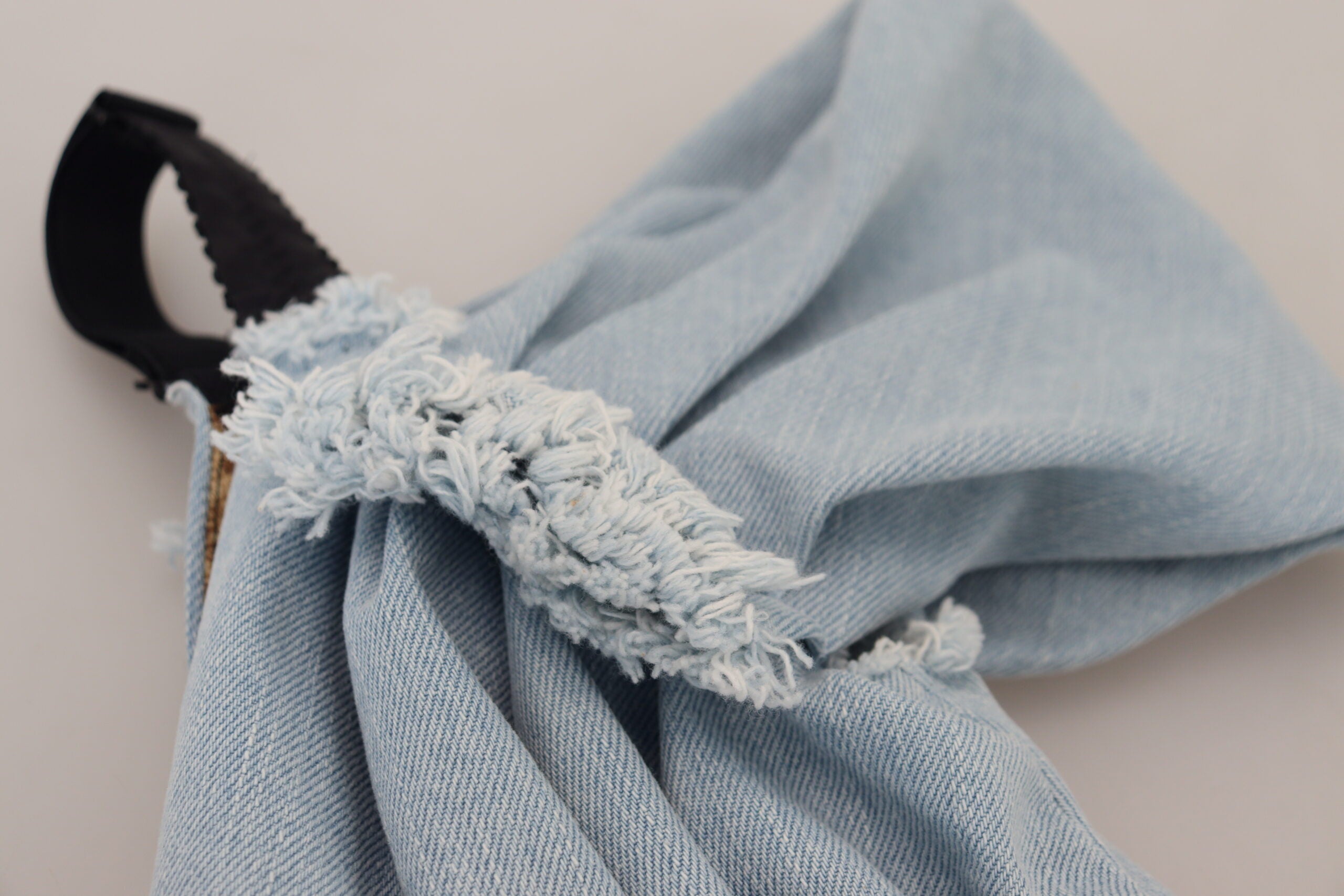 Tweekleurige blauwe patchwork denim mini-jurk