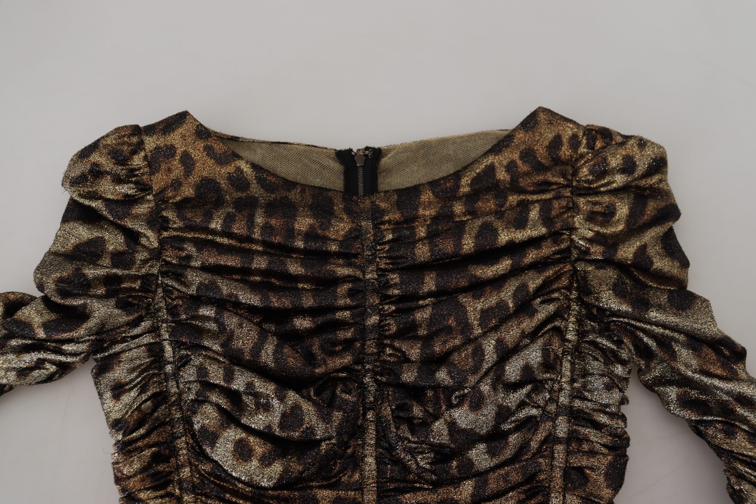Meerkleurige luipaard bodycon mantel midi-jurk