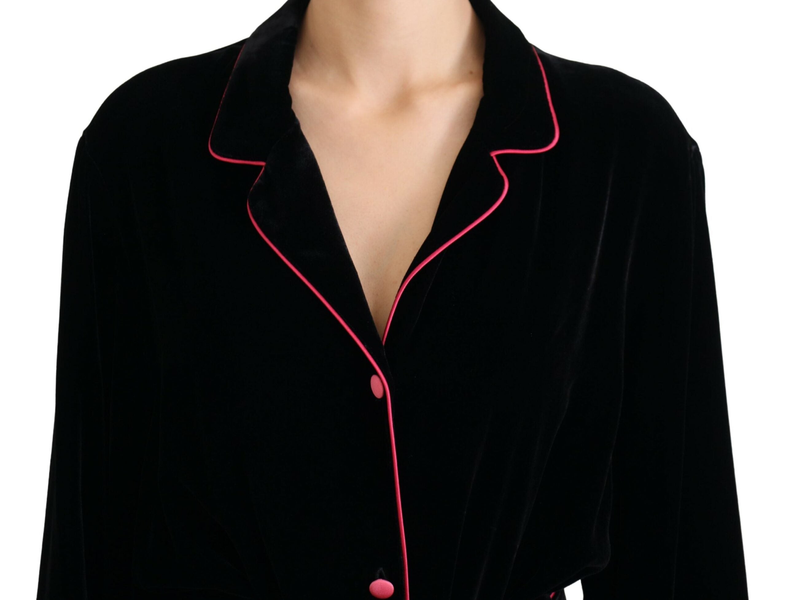Zwarte viscose blazer met knoopceintuur