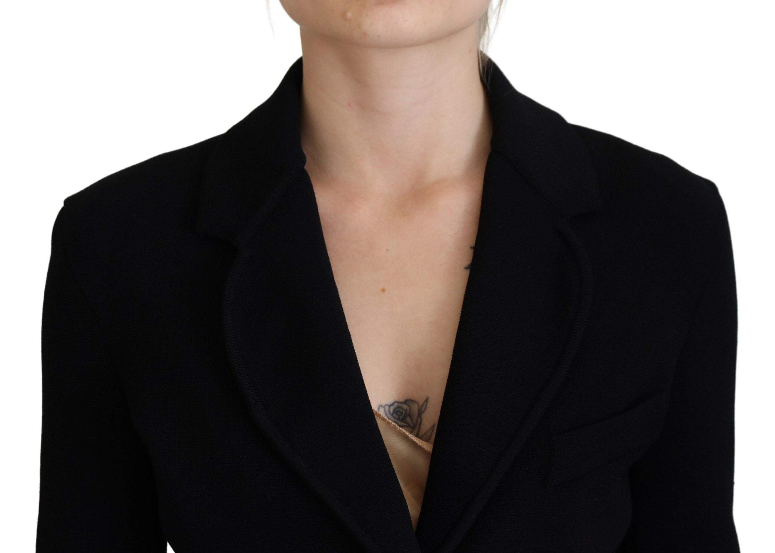 Zwarte knoopvest blazer viscose jas