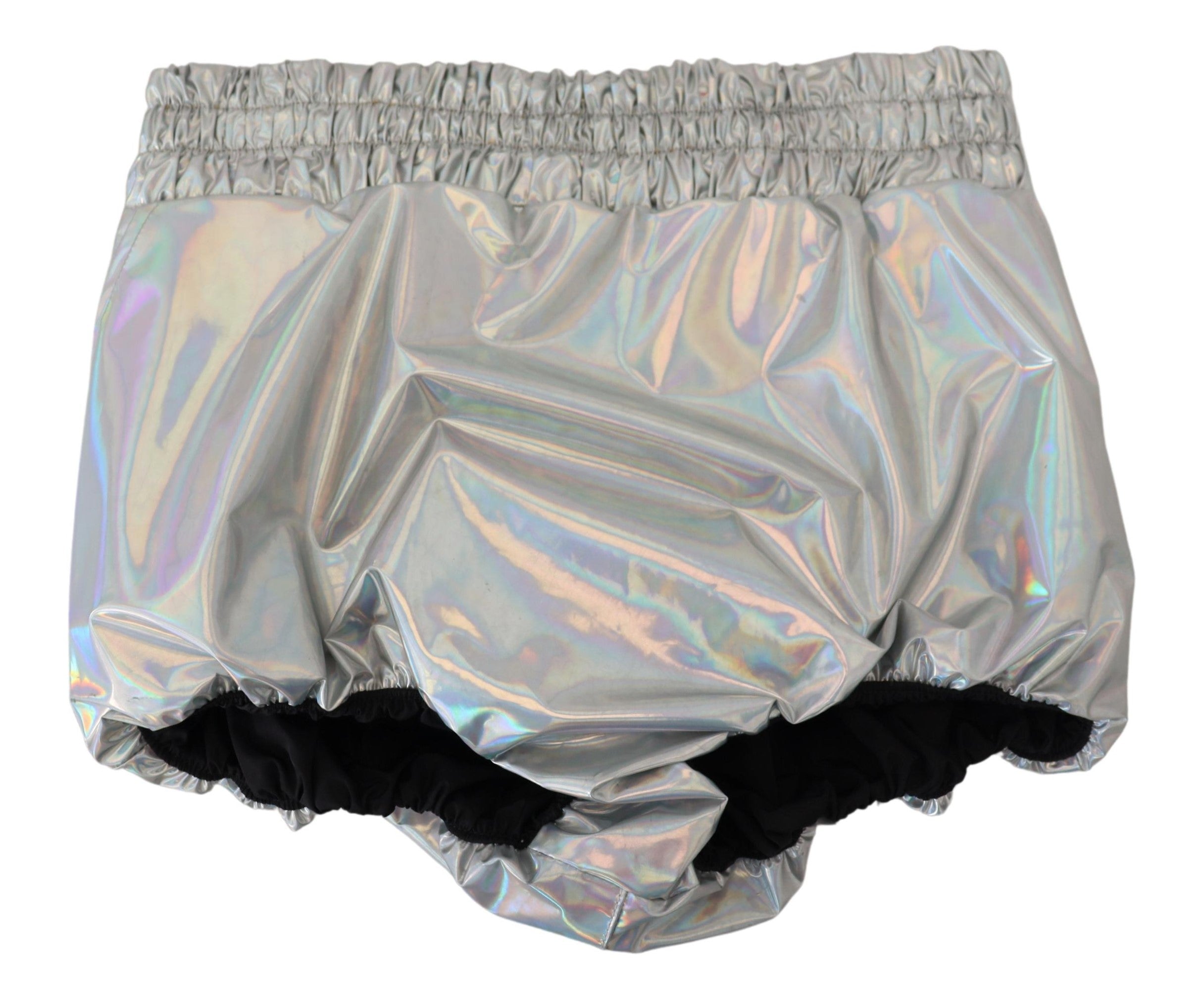 Zilveren holografische hoge taille hotpants shorts