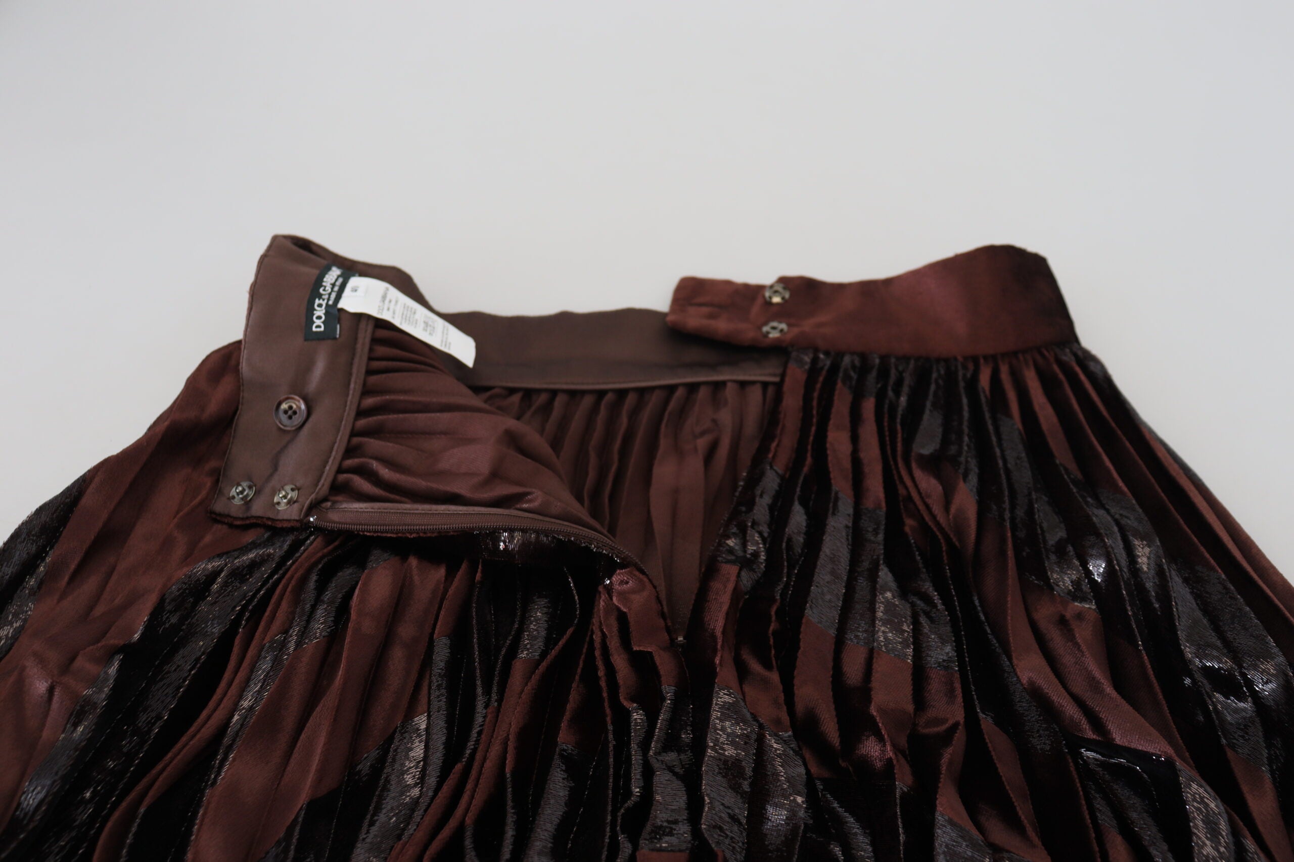 Bruine polyester A-lijn maxi-rok met hoge taille