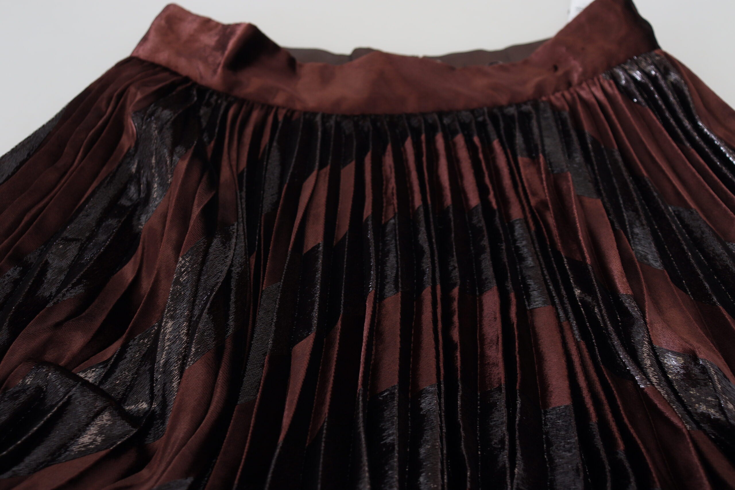 Bruine polyester A-lijn maxi-rok met hoge taille