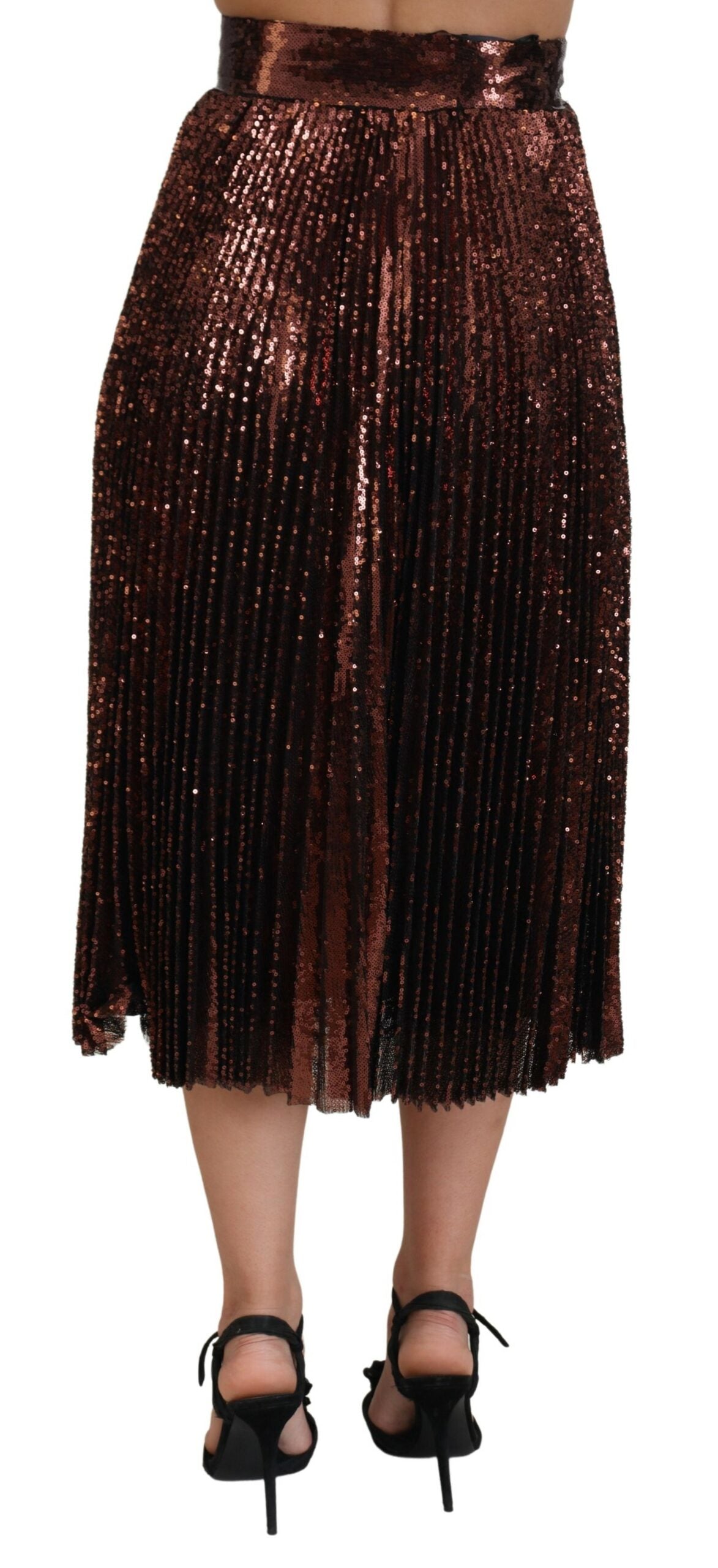 Bronzen pailletten hoge taille A-lijn maxi-rok