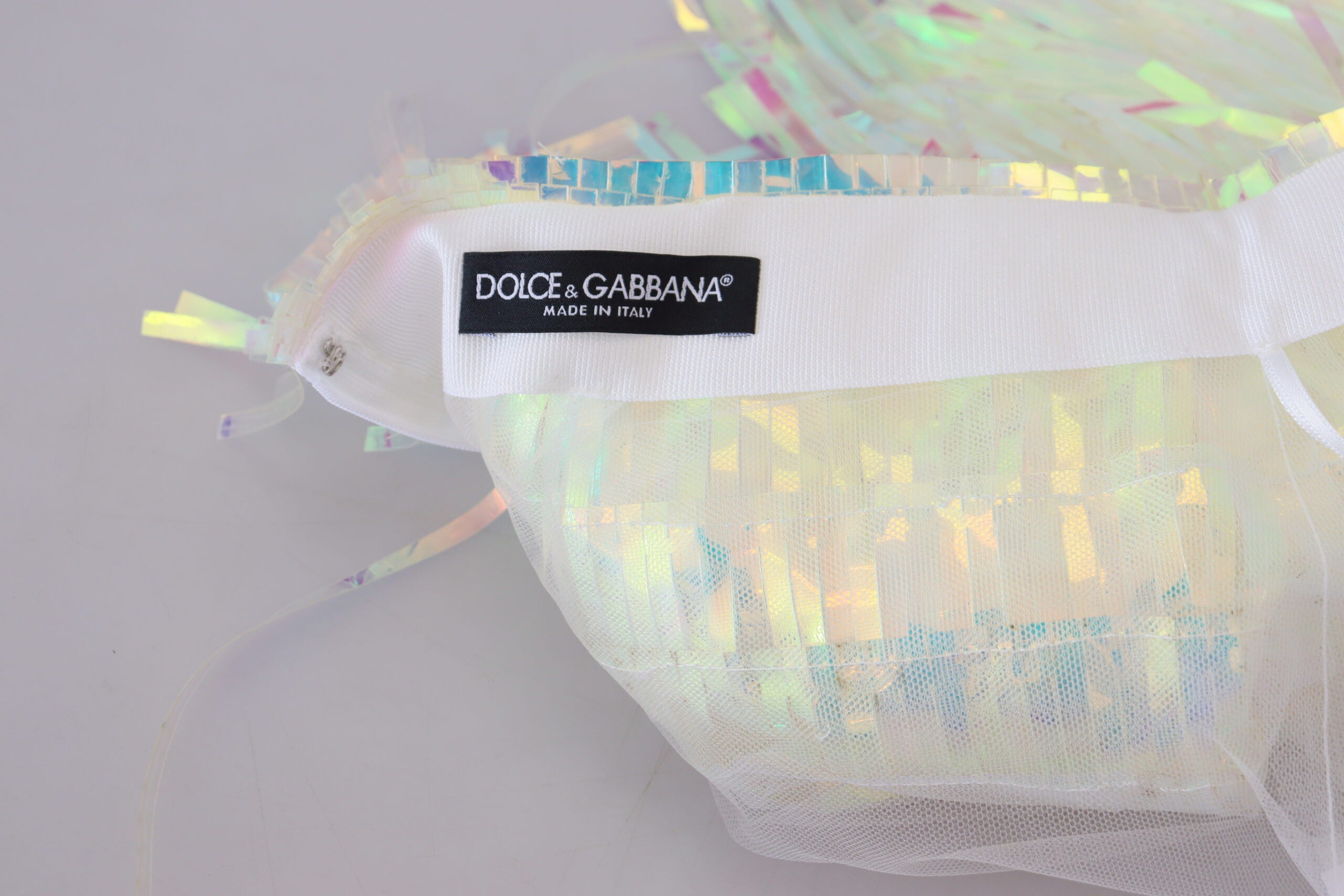 Multicolor iriserende tule rok met franjes