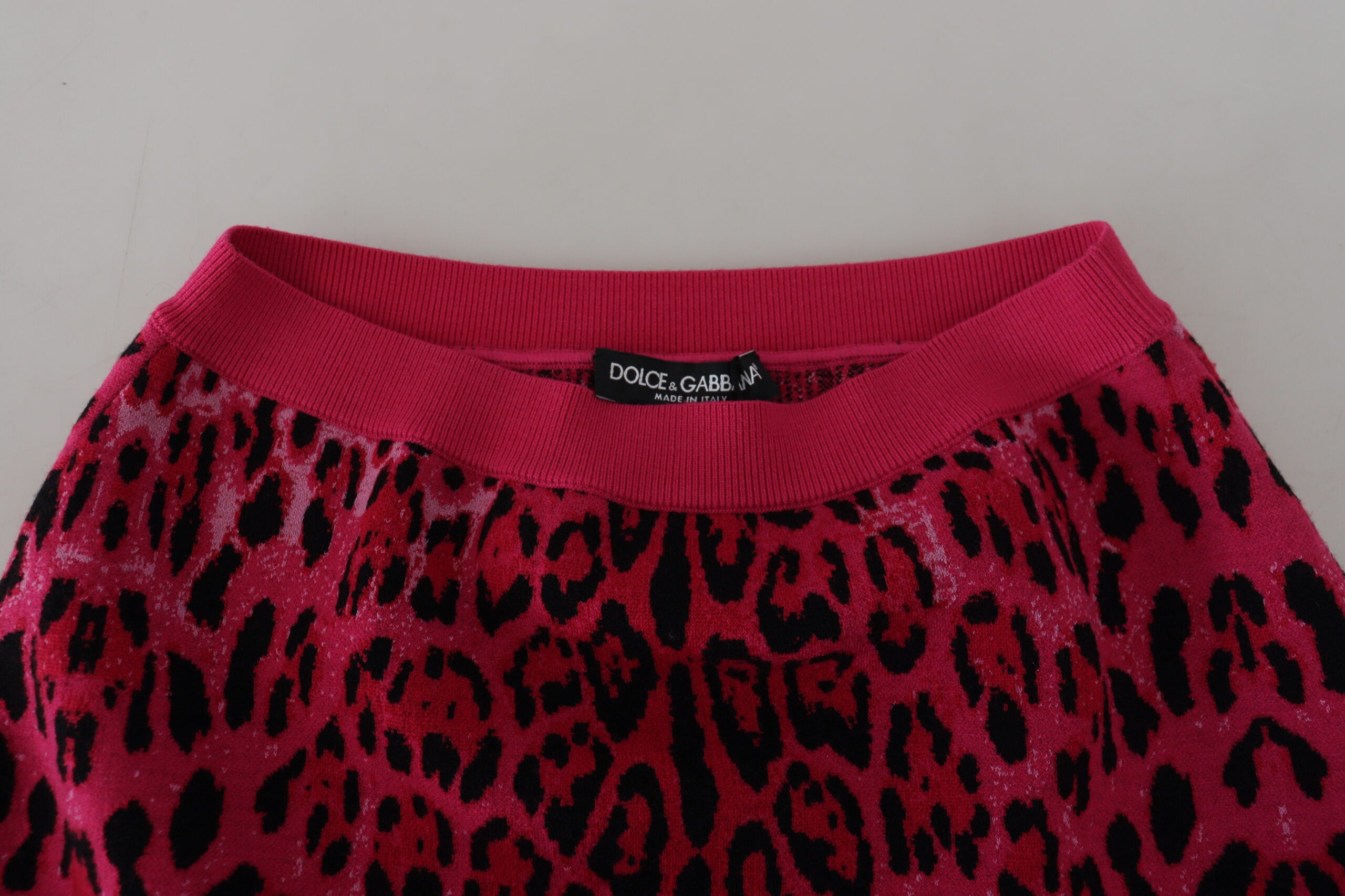 Roze luipaard hoge taille A-lijn minirok