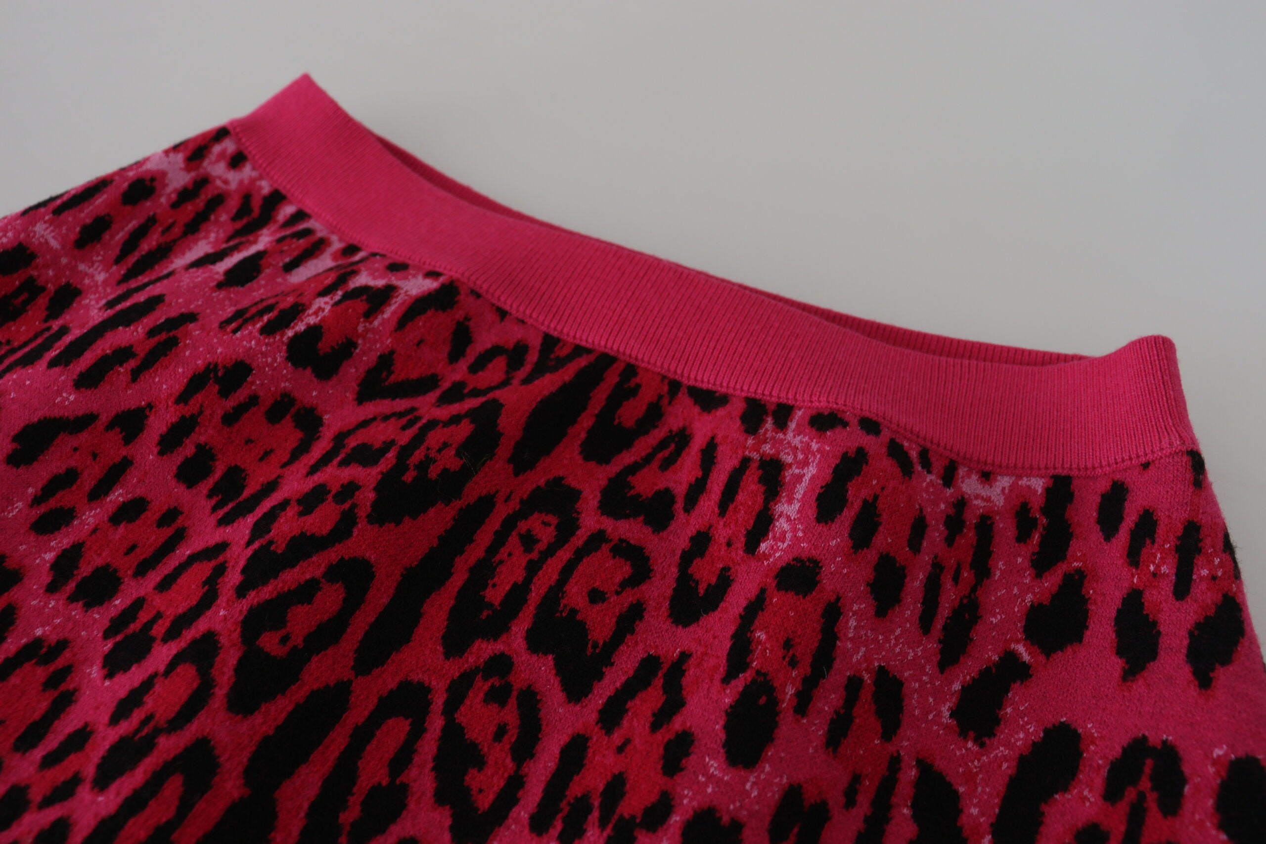 Roze luipaard hoge taille A-lijn minirok