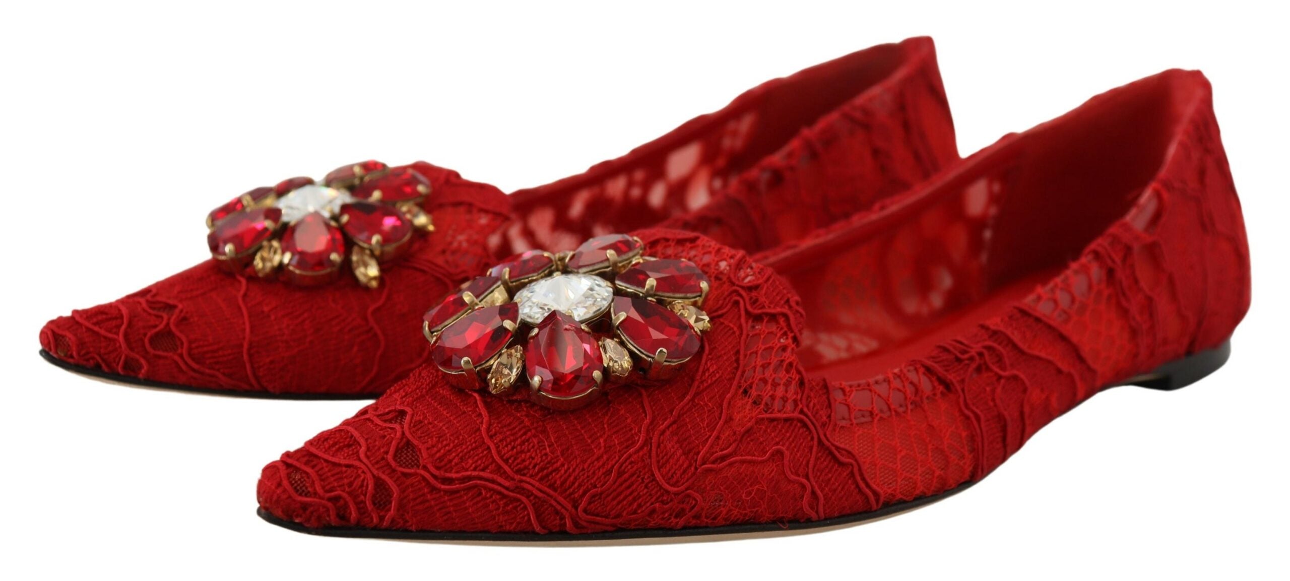 Rode Taormina Kristallen Loafers Flats Schoenen