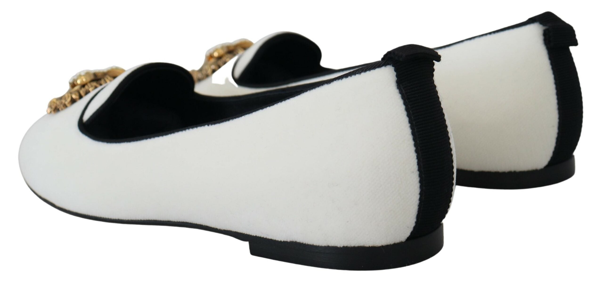 Witte fluwelen instappers, loafers en platte schoenen
