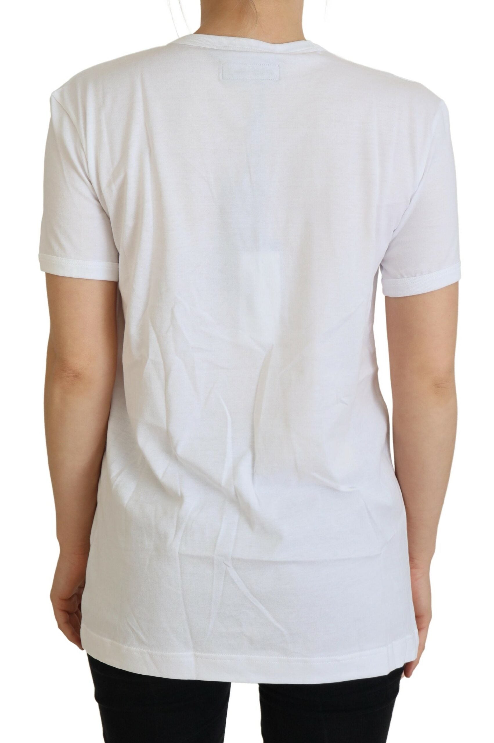 Wit #dgfamily katoenen T-shirt met ronde hals