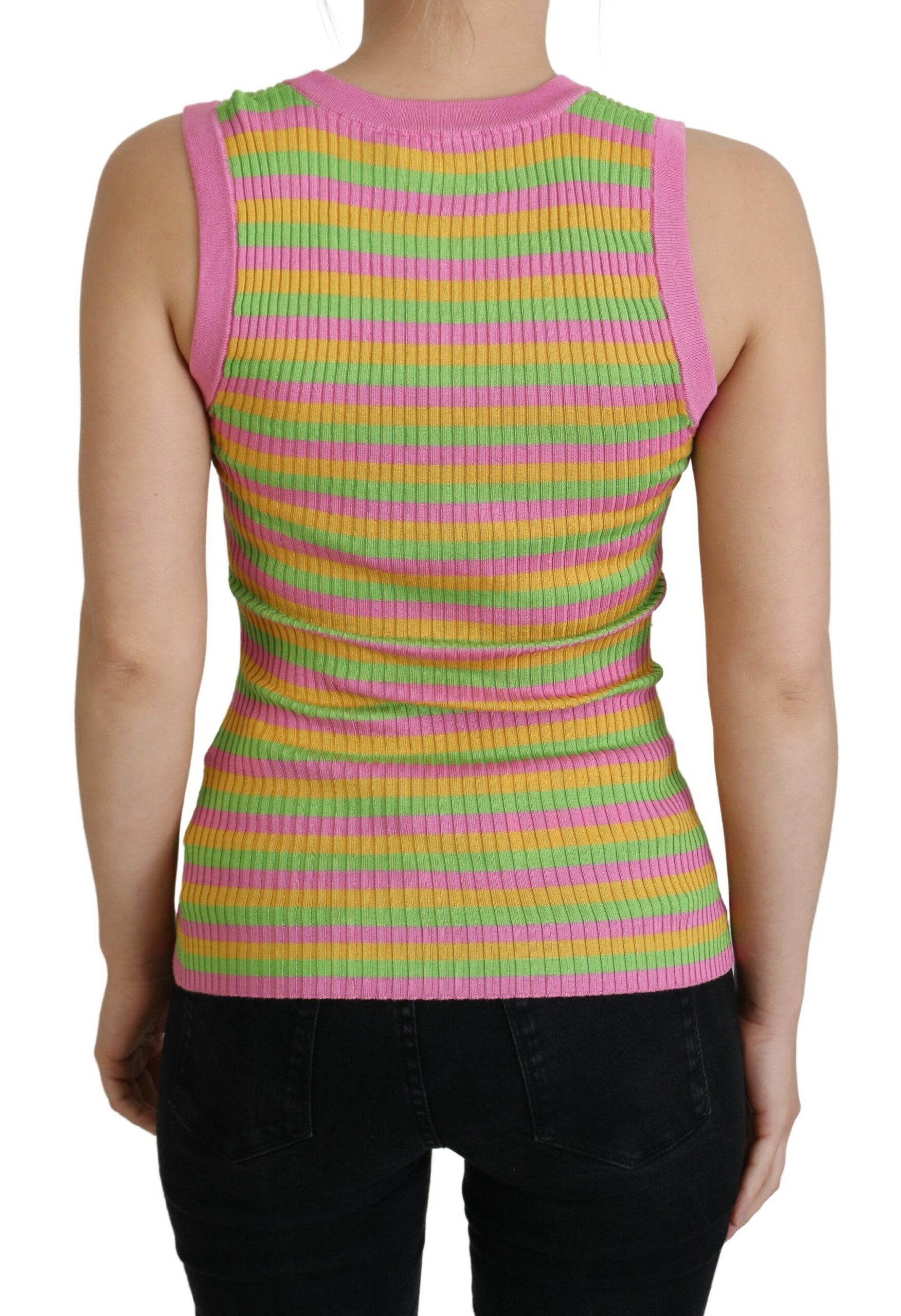 Veelkleurige zijden vest pullover tanktop
