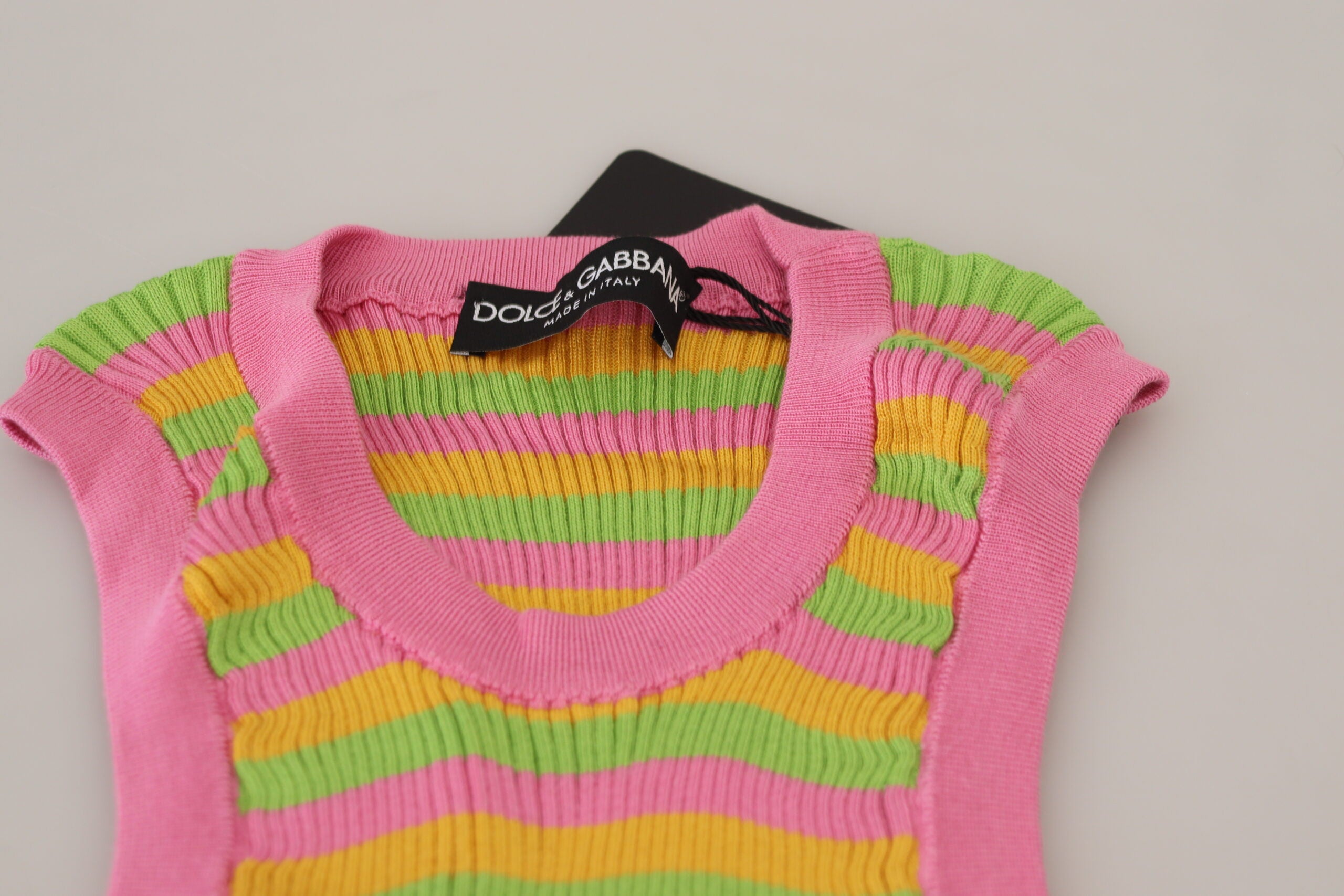 Veelkleurige zijden vest pullover tanktop