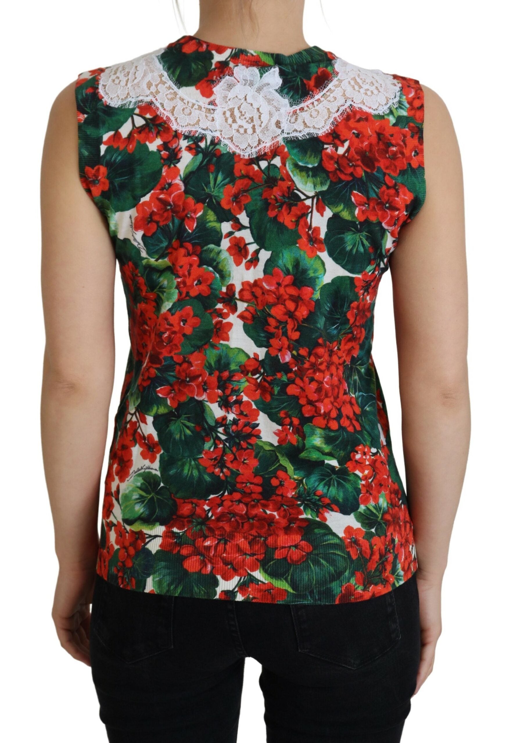 Witte bloemenwollen kanten tanktop