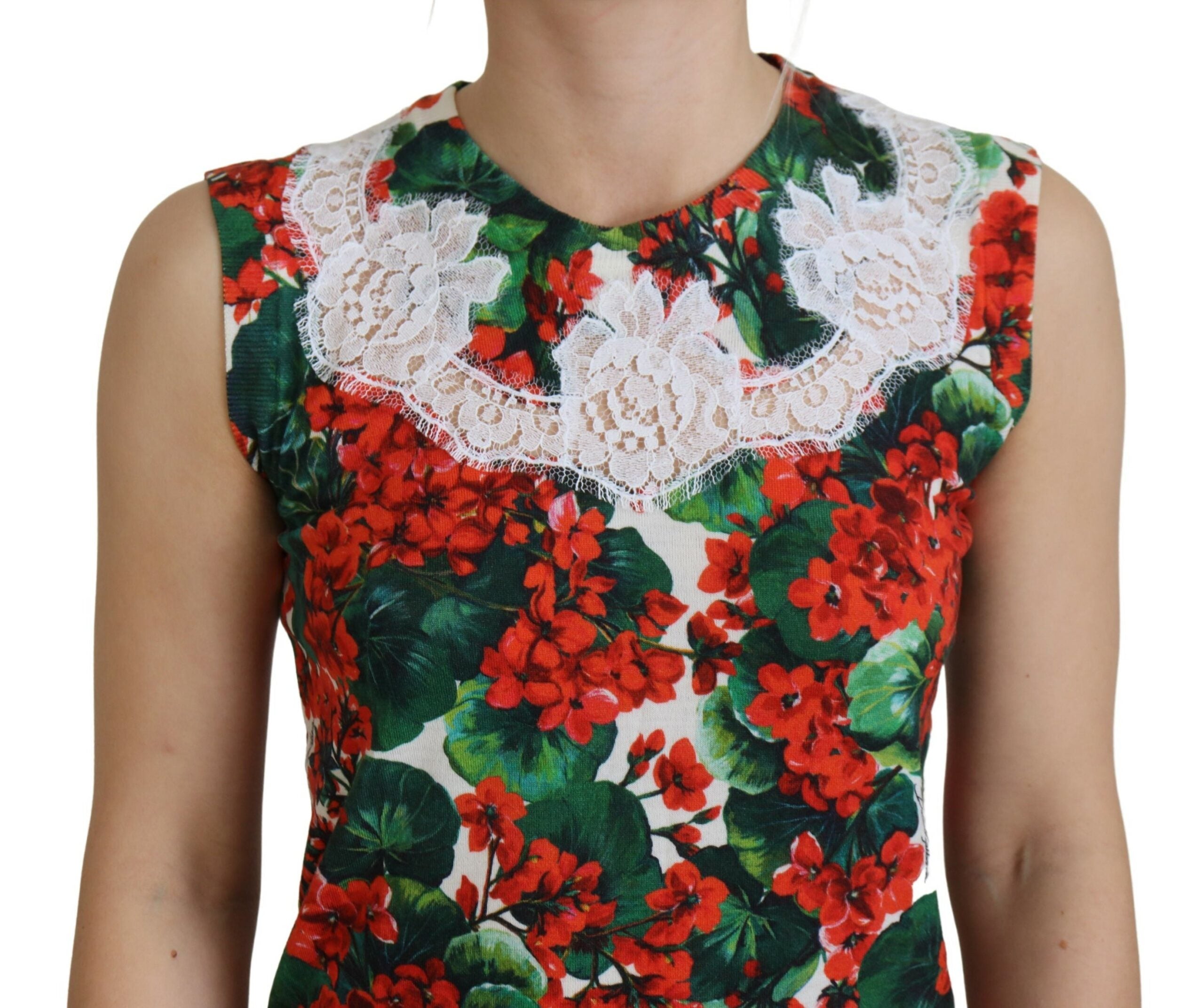 Witte bloemenwollen kanten tanktop