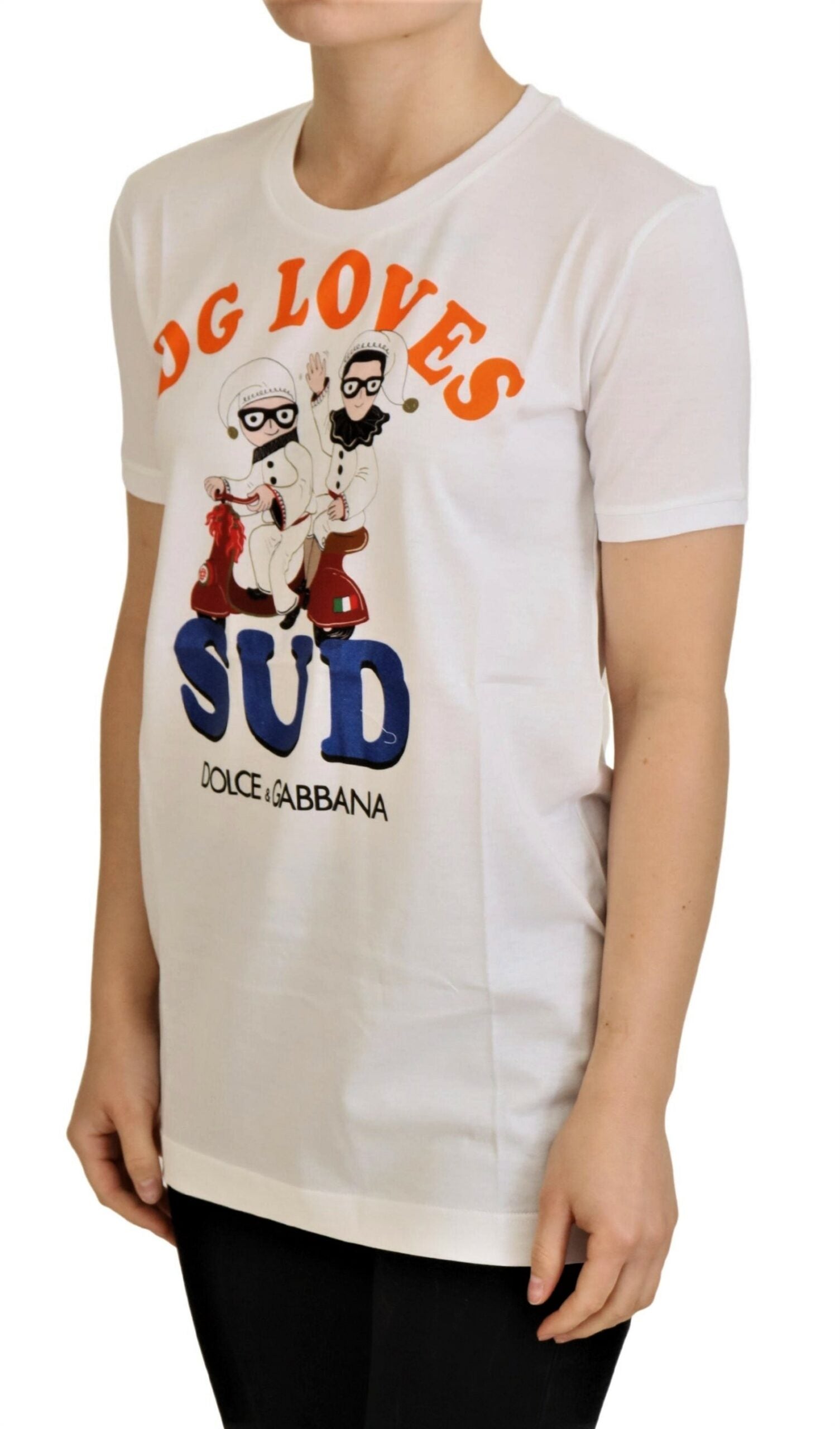Wit katoenen DG Loves SUD T-shirt