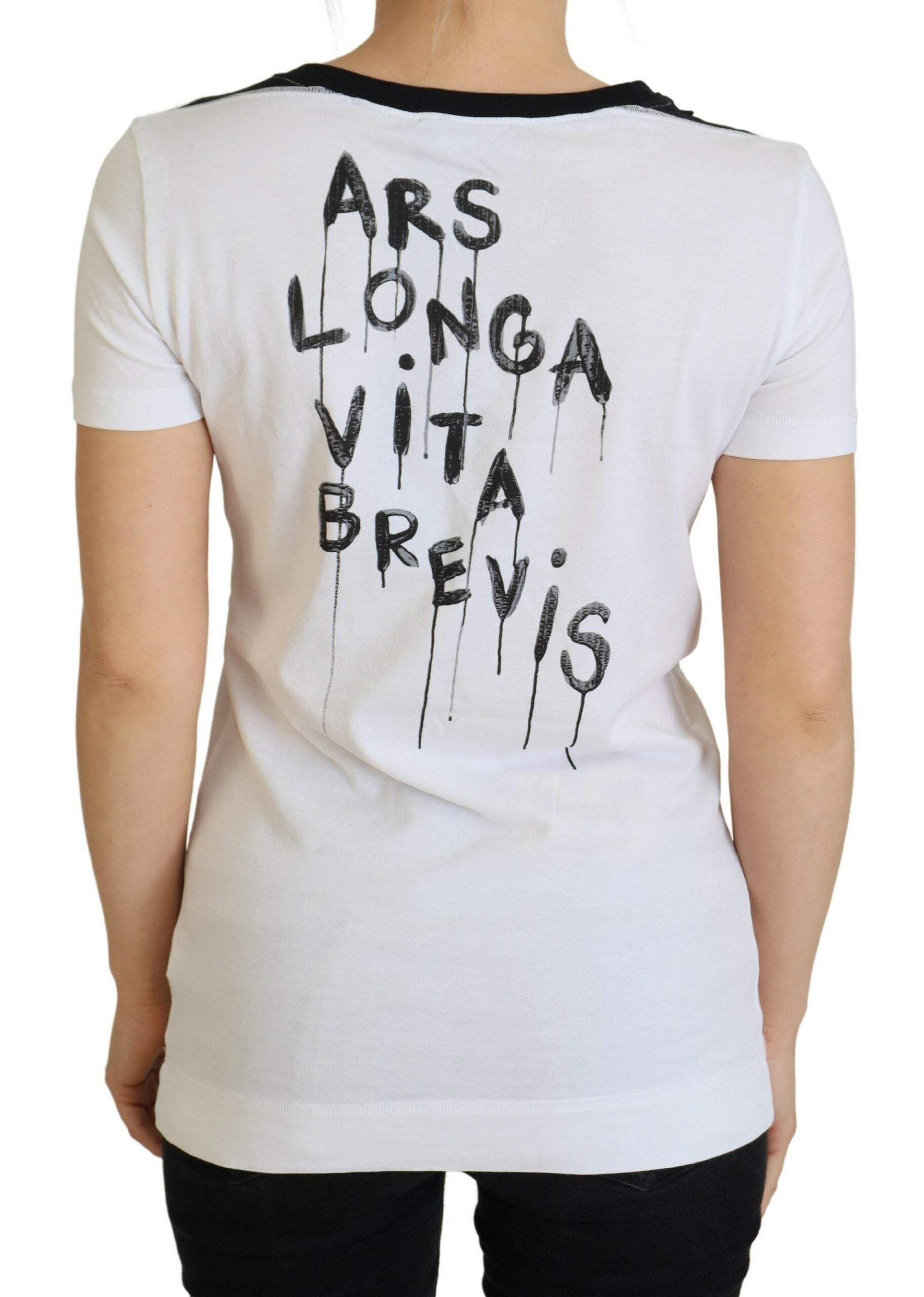 Wit katoenen T-shirt met ronde hals