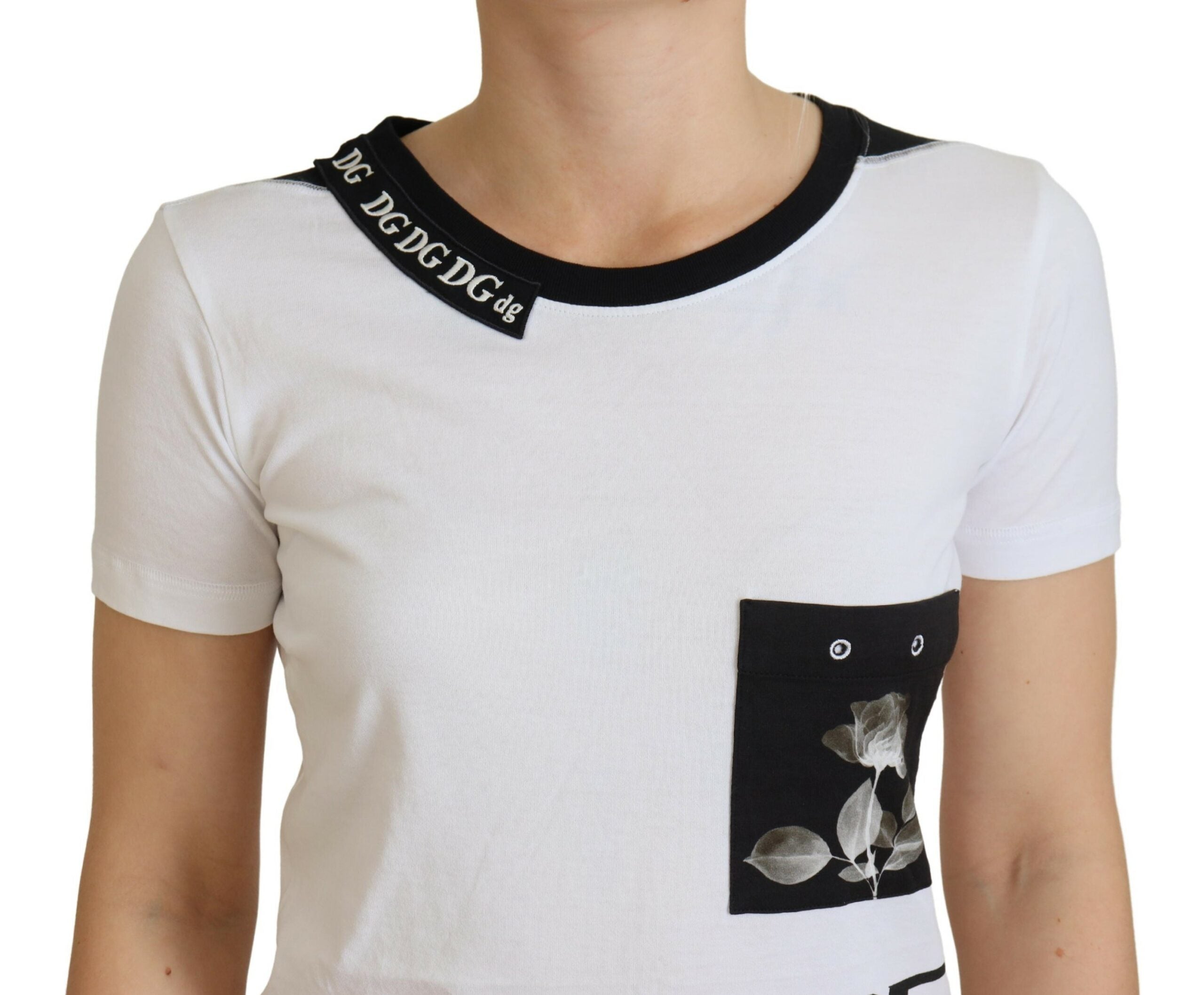 Wit katoenen T-shirt met ronde hals