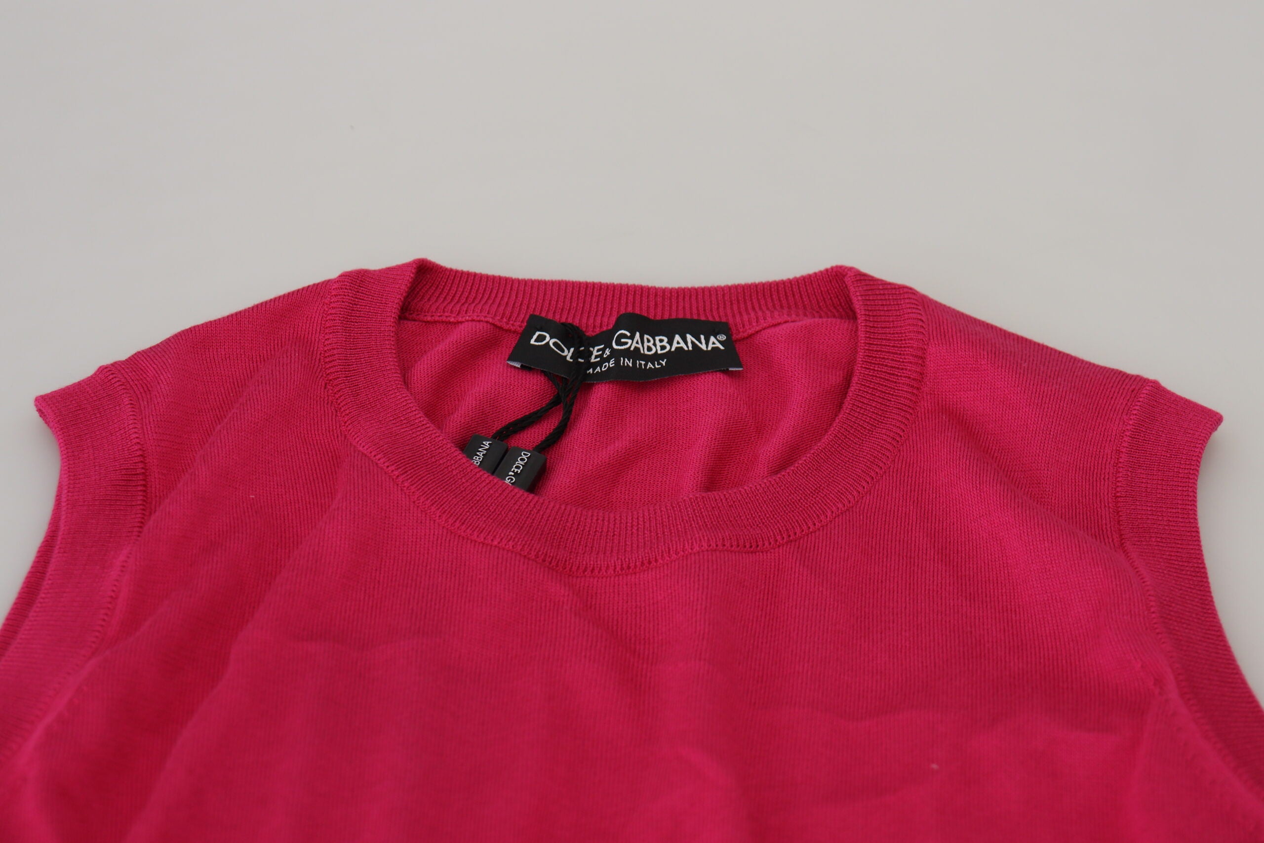 Roze zijden vest pullover ronde hals tanktop