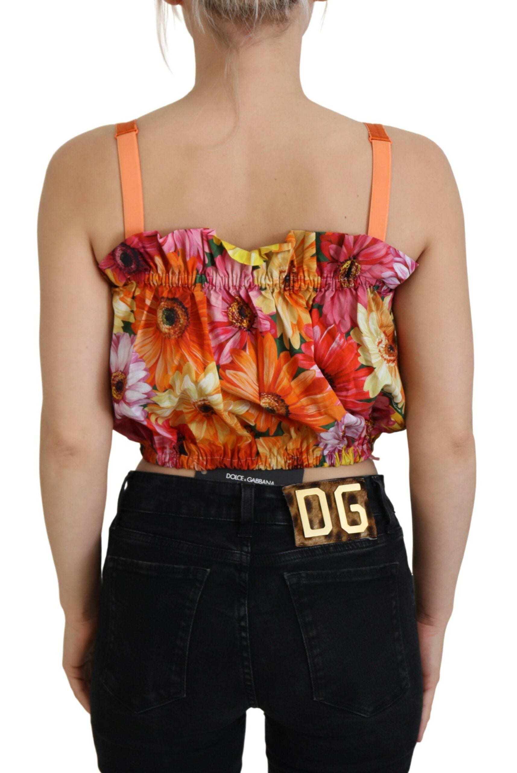 Blouse cropped bloemen katoenen tanktop