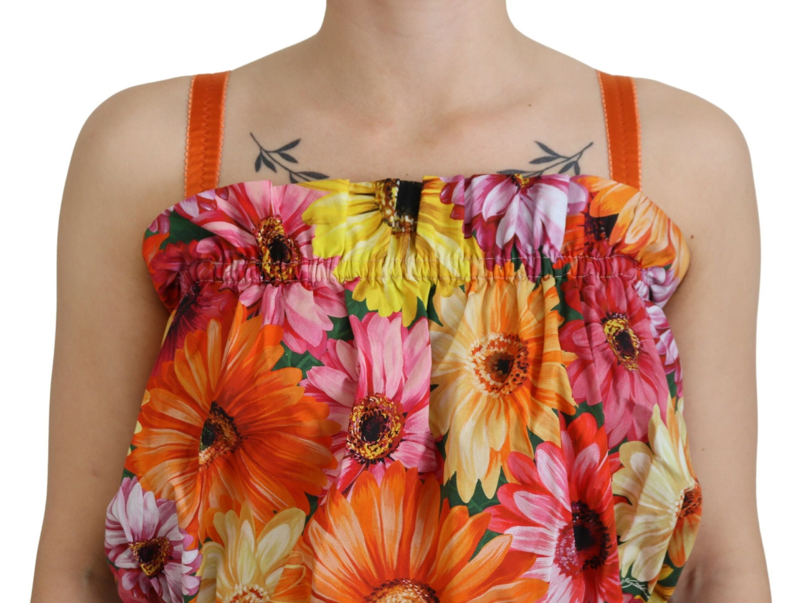 Blouse cropped bloemen katoenen tanktop