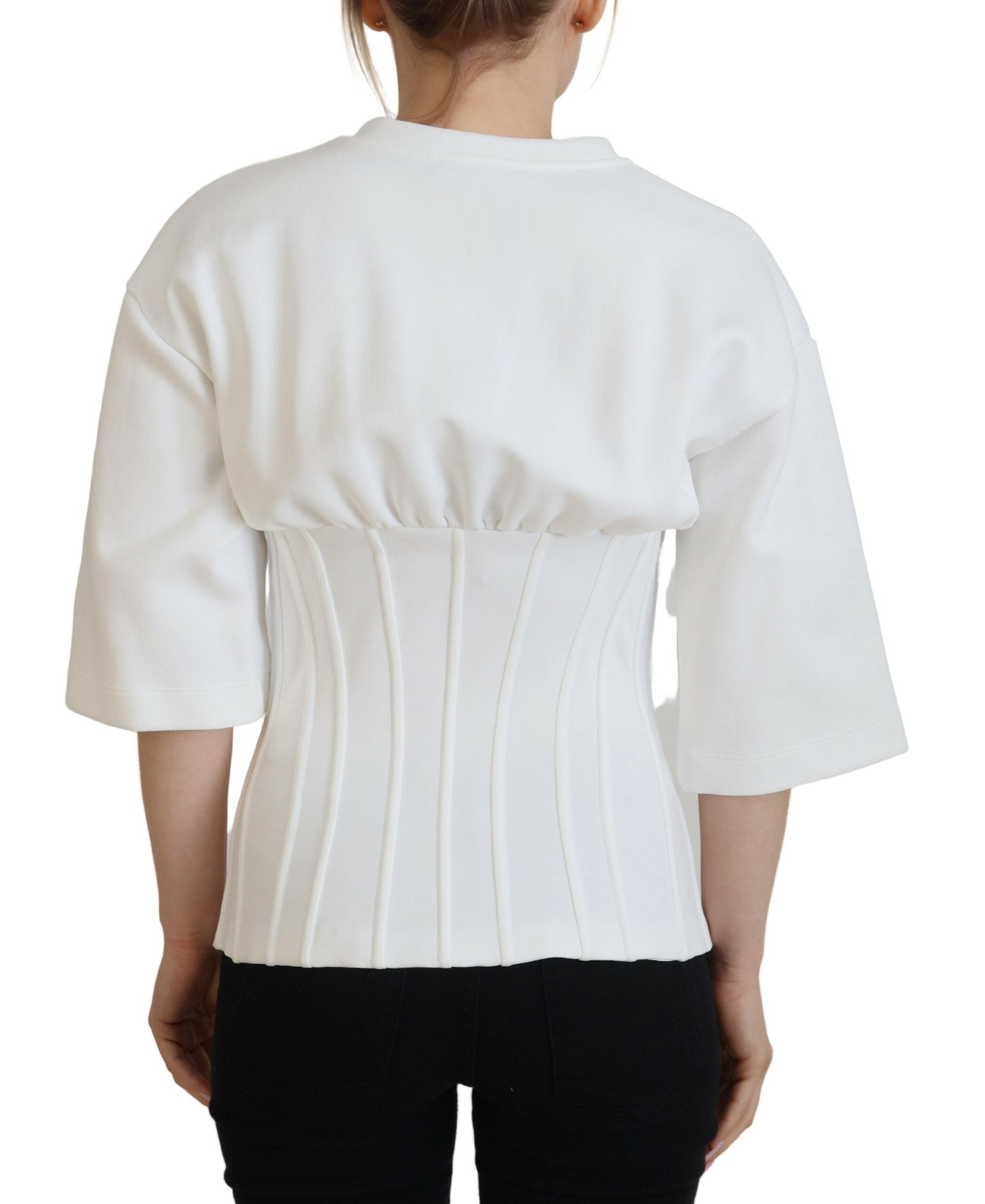 Wit korset stretch katoenen top T-shirt