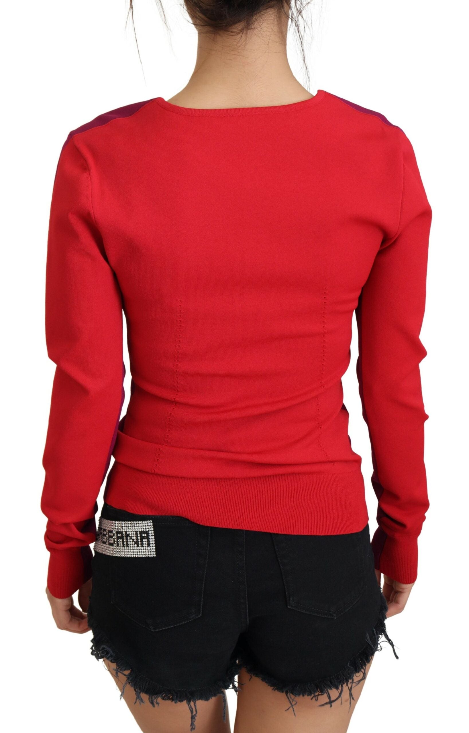 Multicolor Viscose Trui met Vierkante Hals