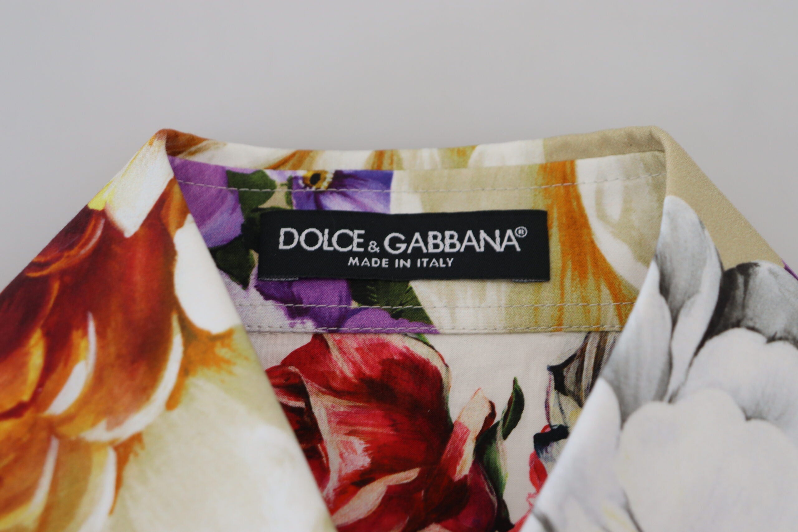 Veelkleurige katoenen blouse met bloemenprint en kraag