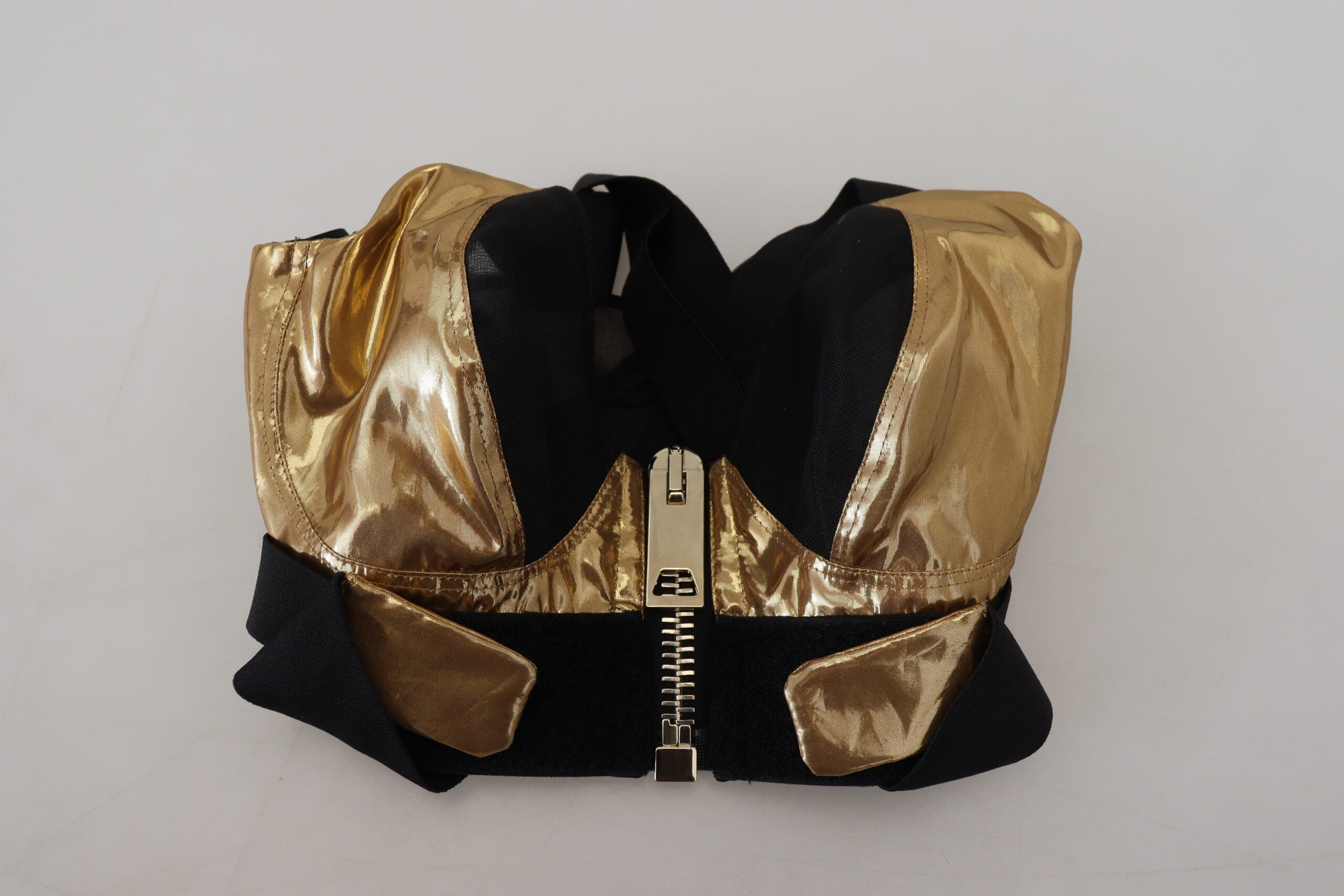 Zwarte gouden mouwloze cropped bustiertop