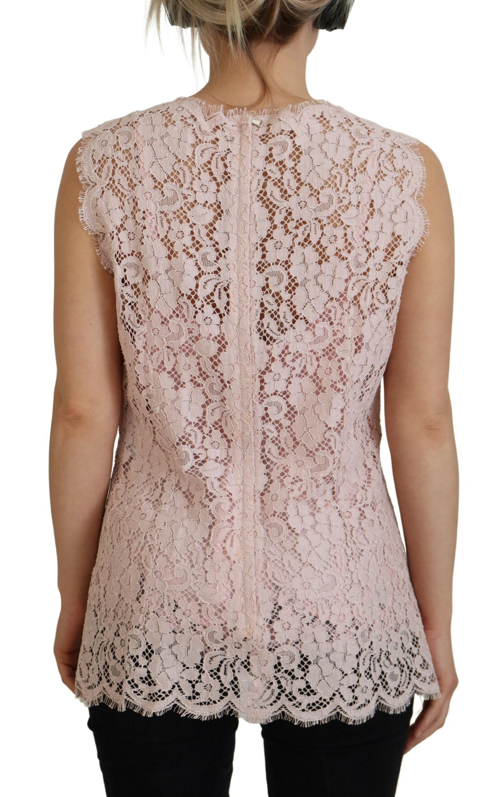 Roze bloemenkant mouwloze tanktop
