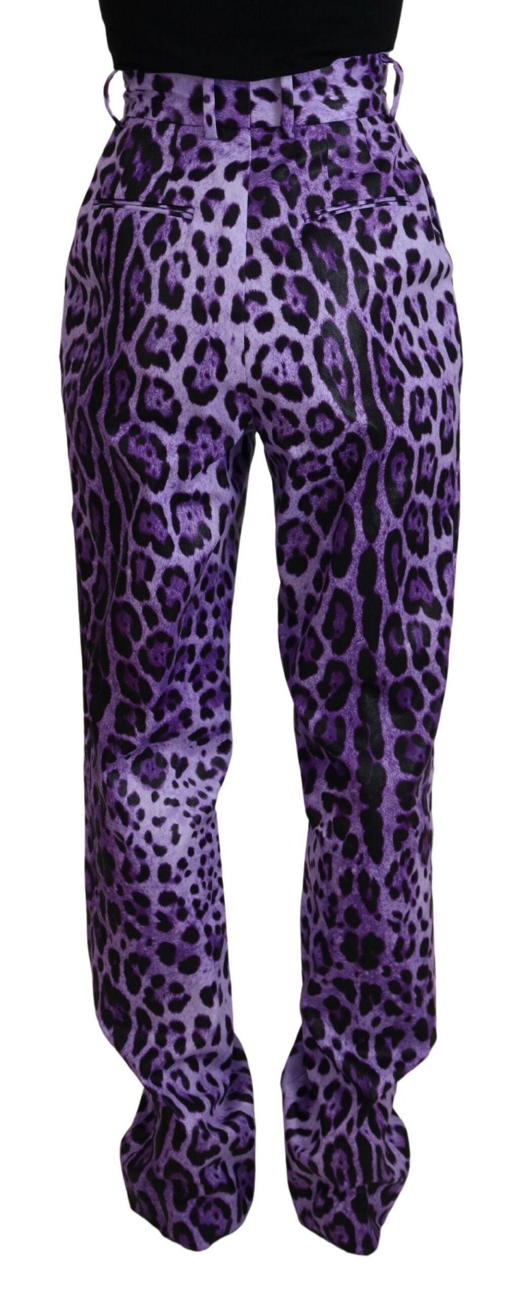 Paarse luipaardprint hoge taille broek