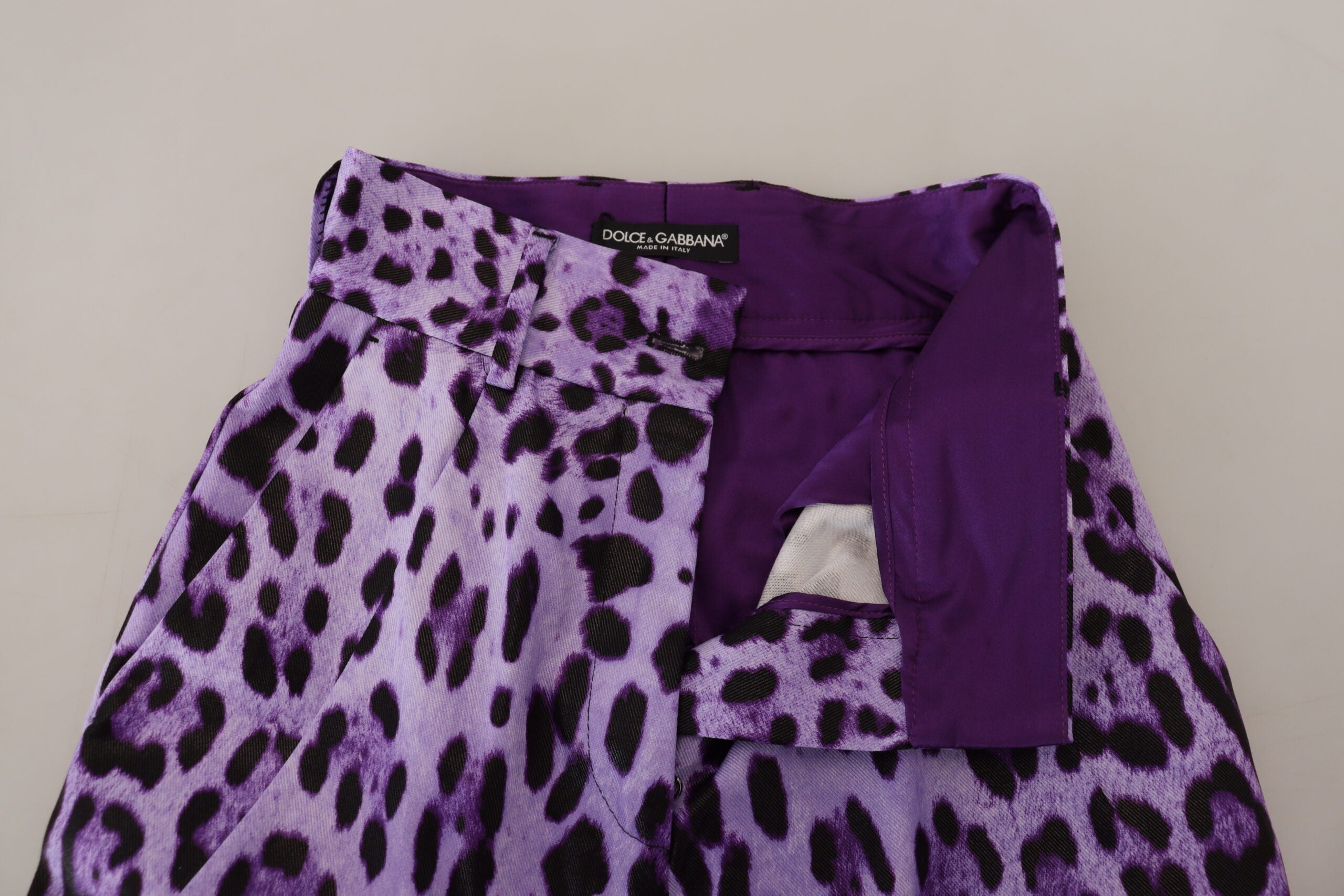 Paarse luipaardprint hoge taille broek