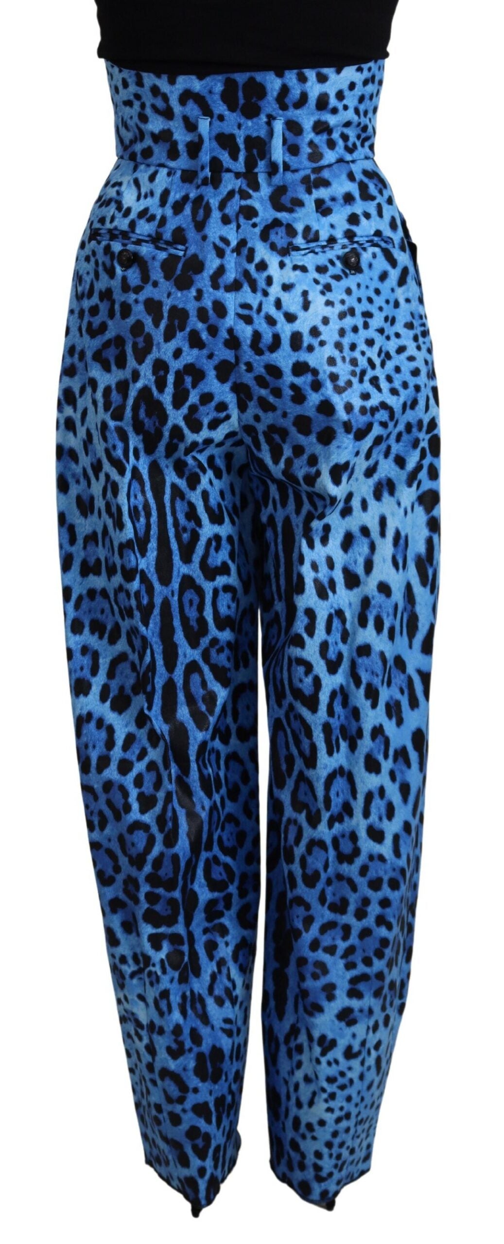 Blauwe luipaardprint hoge taille broek